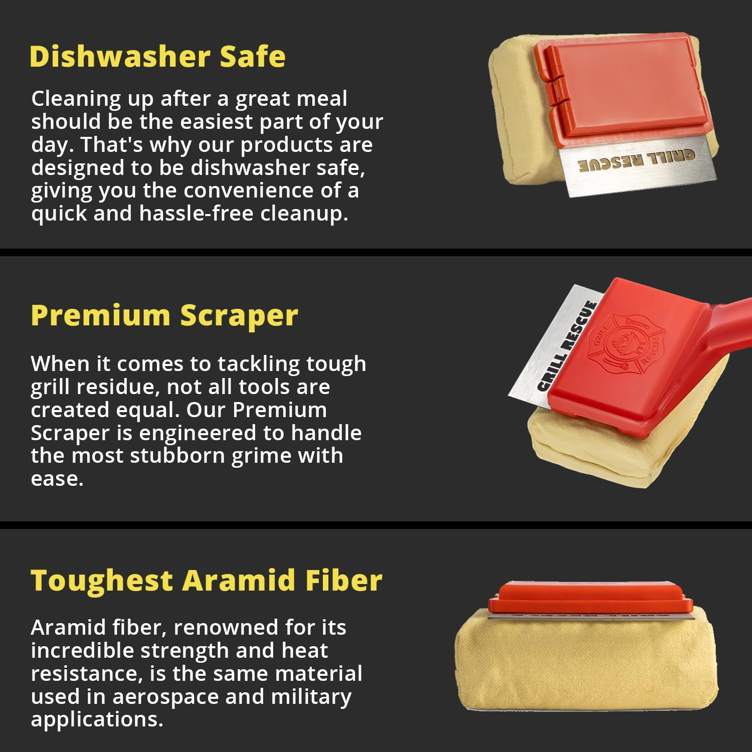 Grill Rescue BBQ Replaceable Scraper Cleaning Head, Bristle Free - Durable and Unique Scraper Tools for Cast Iron or Stainless-Steel Grates, Barbecue Cleaner (Grill Brush) image number 2