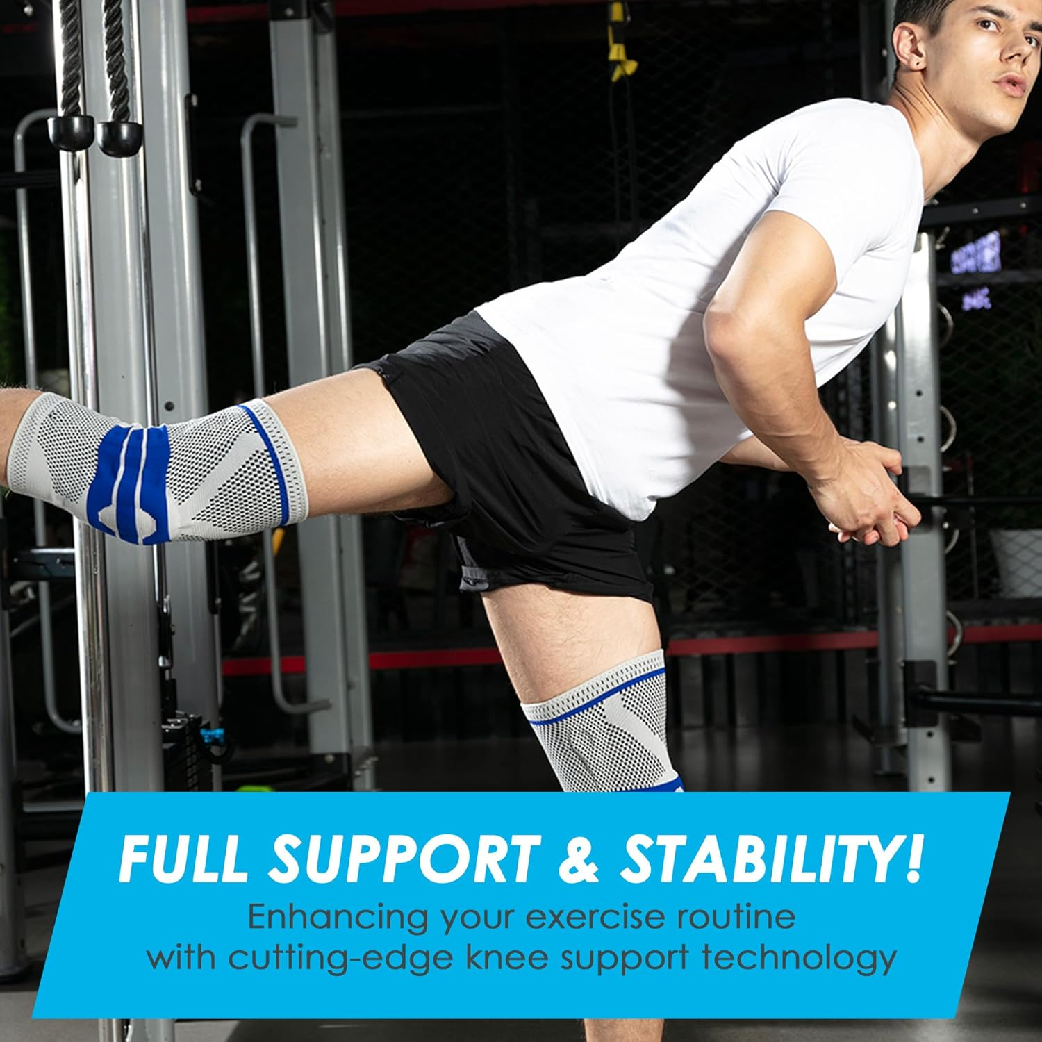 Knee Support Brace with anti Knit Fabric Compression Knee Sleeve with Patella Gel Pad & Side Stabilizers, for Advanced Flexibility, Workouts, ACL, PCL, MCL,1 Extra Large (48Cm-52Cm) image number 4