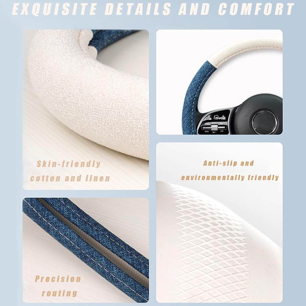 For Mazda 3 Mazda 6 2009 2010 2011 2012 2013 2014 2015 2016 2017 Flax Car Steering Wheel Cover,Breathable Car Steering Cover,Car Steering Wheel Shell,Steering Wheel Outer Cover image number 6