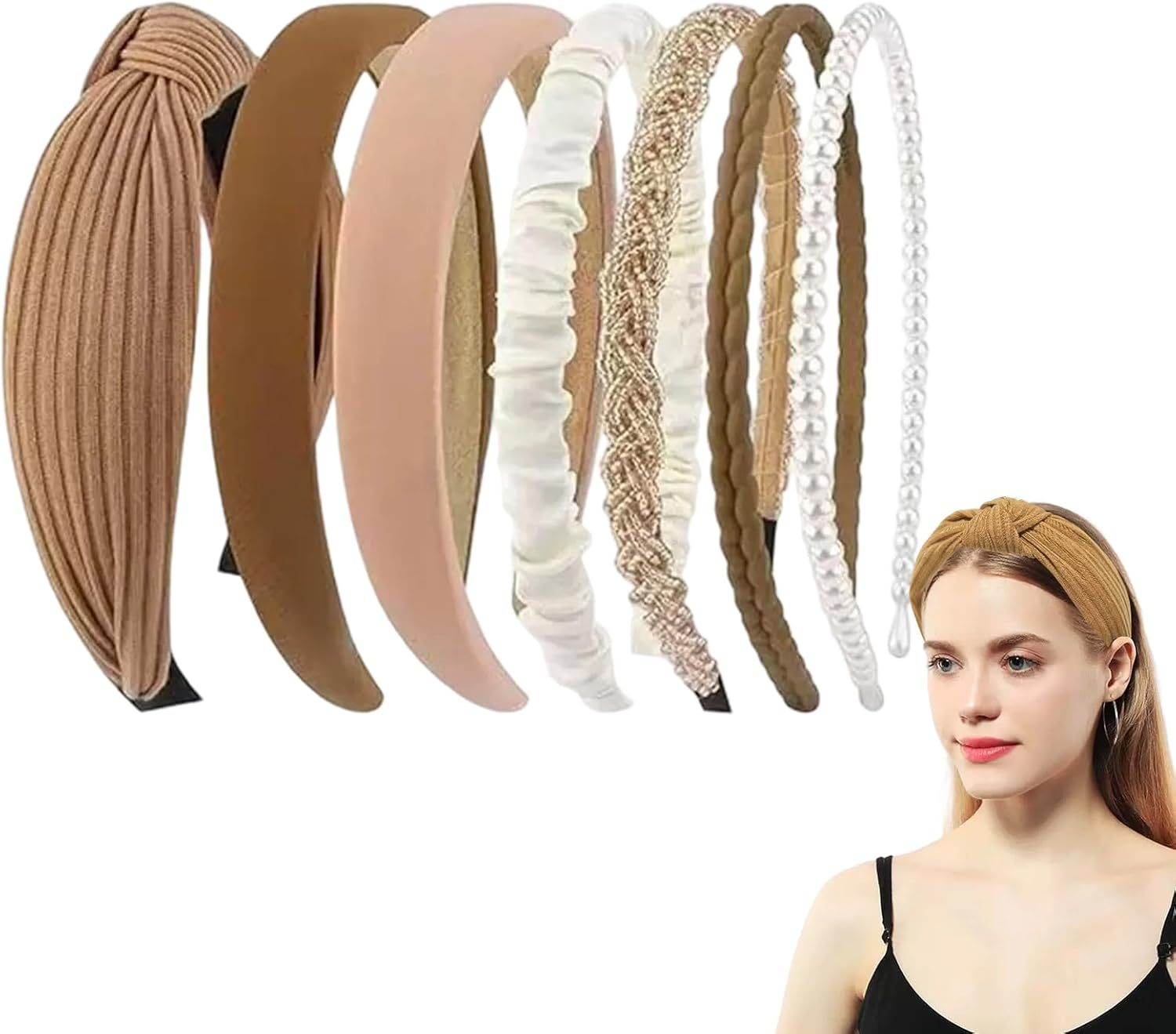 JYNVO Women'S Headband Set, Various Models, Elegant Headband, Hair Accessories for Girls and Women, Boho Wide Hair Bands, Non-Slip Headbands, Pack of 7 image number 1