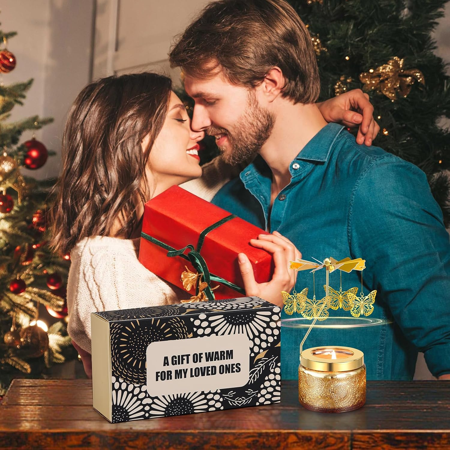 Elegant Rotating Candle, Auto-Rotating Scented Candle, Creates Romantic Ambiance, Butterfly Rotating Candles for Mom Girlfriend Sister Wife, Perfect for Birthdays, Weddings & Holidays Gift(Osmanthus)