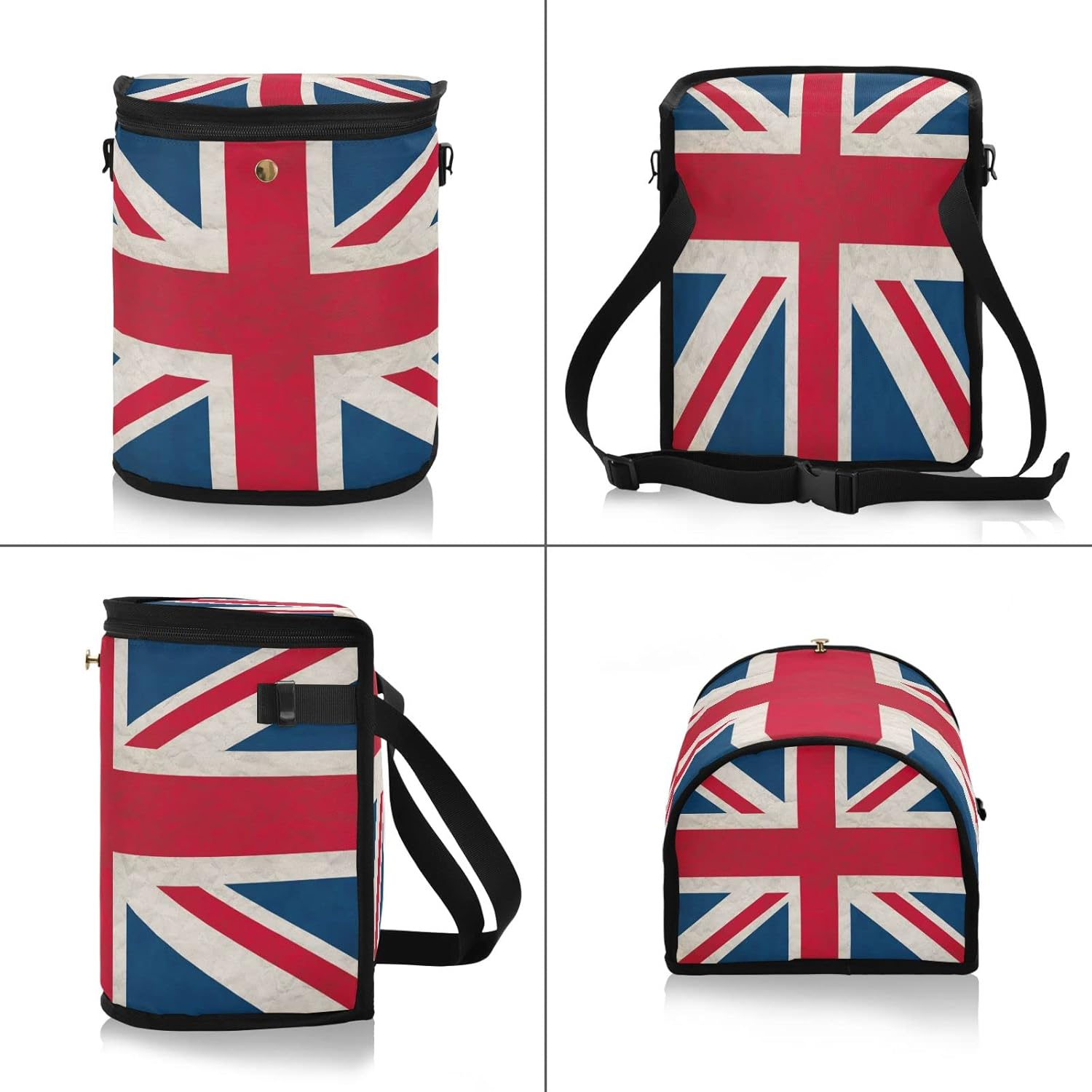 Quteprint Vintage British UK Flag Car Trash Can with Lid, Car Garbage Bag Can Hanging Storage Bag Leakproof Vehicle Car Organizer Accessories Trash Bag Bin Toy Cooler Food Container for Car SUV image number 2
