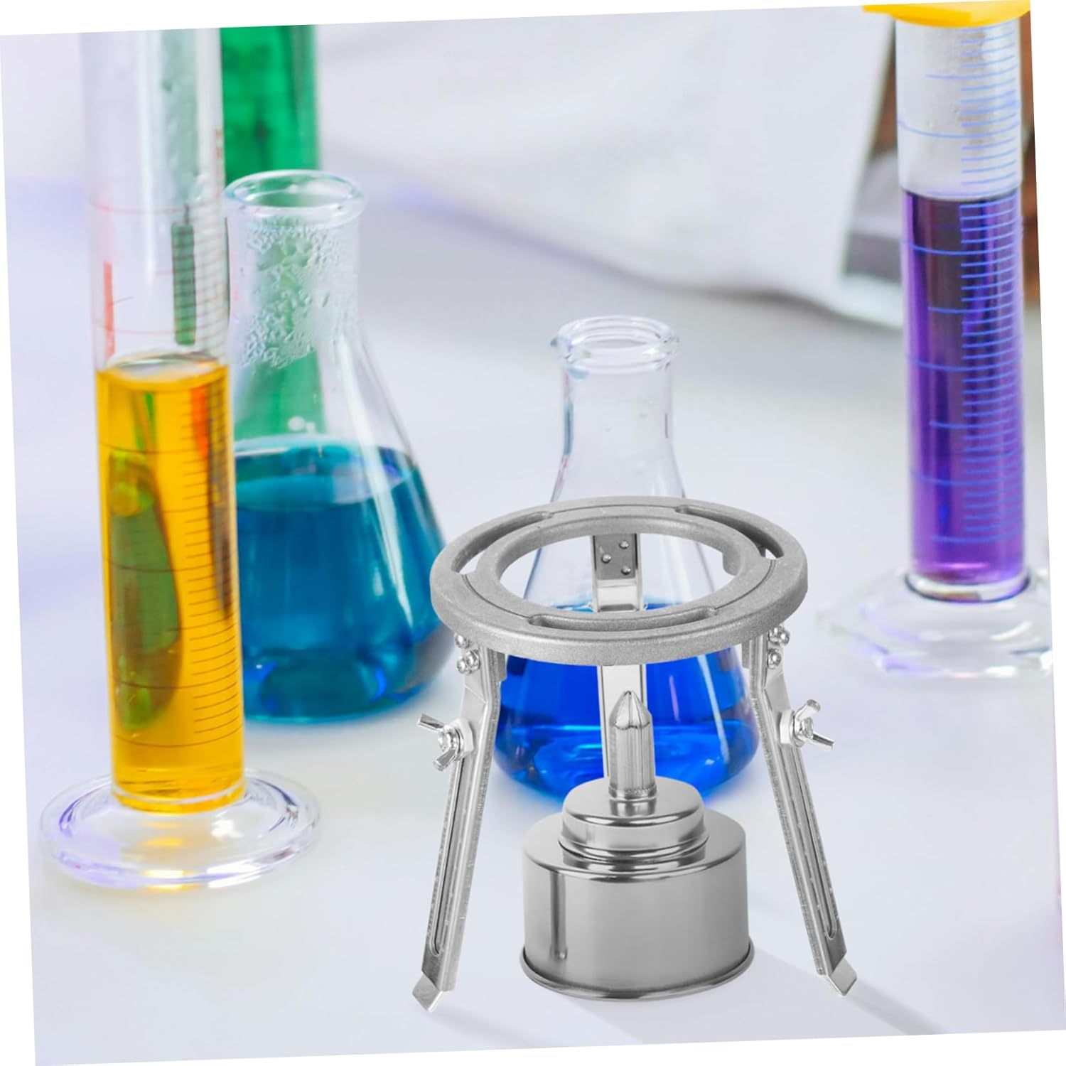 Adjustable Laboratory Tripod Holder Liftable Experimental Stand for Chemistry Heating Aluminum Alloy Construction for Classroom Science Experiments image number 6