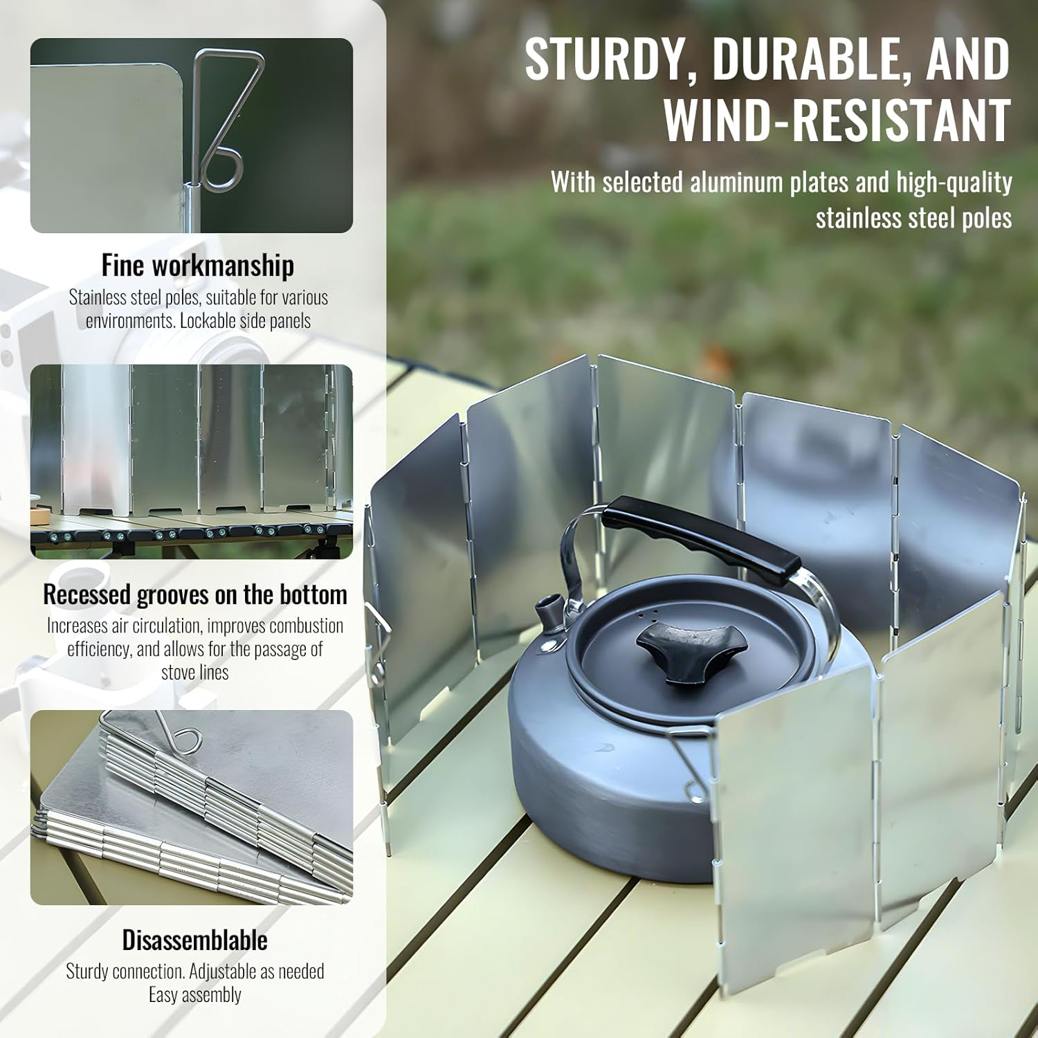 Eukyplace Stove Windshield, 12-Piece Foldable Camping Burner Windshield, 1M Long Metal Camp Stove Windscreen, Portable Gas Stove Windscreen for Outdoor Camping, Exquisite Packaging image number 5