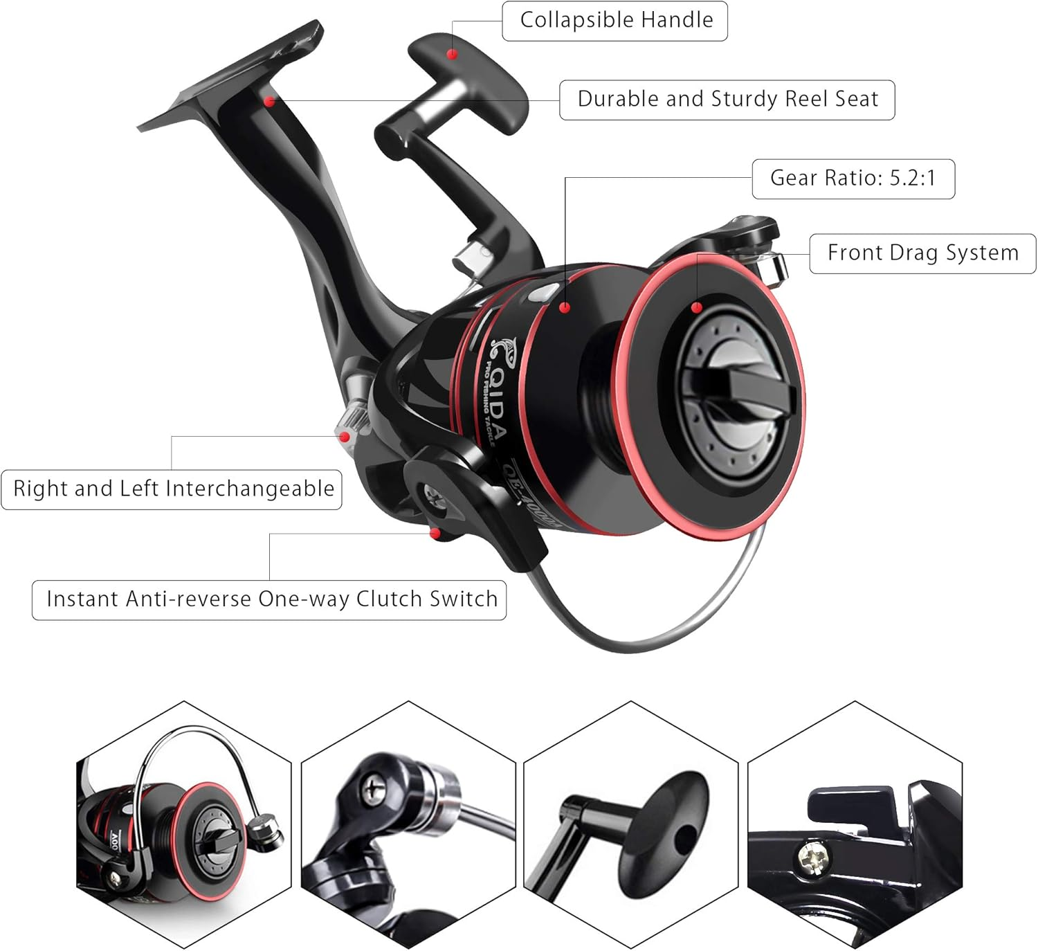 Fishing Pole Kit, Carbon Fiber Telescopic Fishing Rod and Reel Combo with Spinning Reel, Line, Bionic Bait, Hooks and Carrier Bag, Fishing Gear Set for Beginner Adults Saltwater Freshwater image number 3