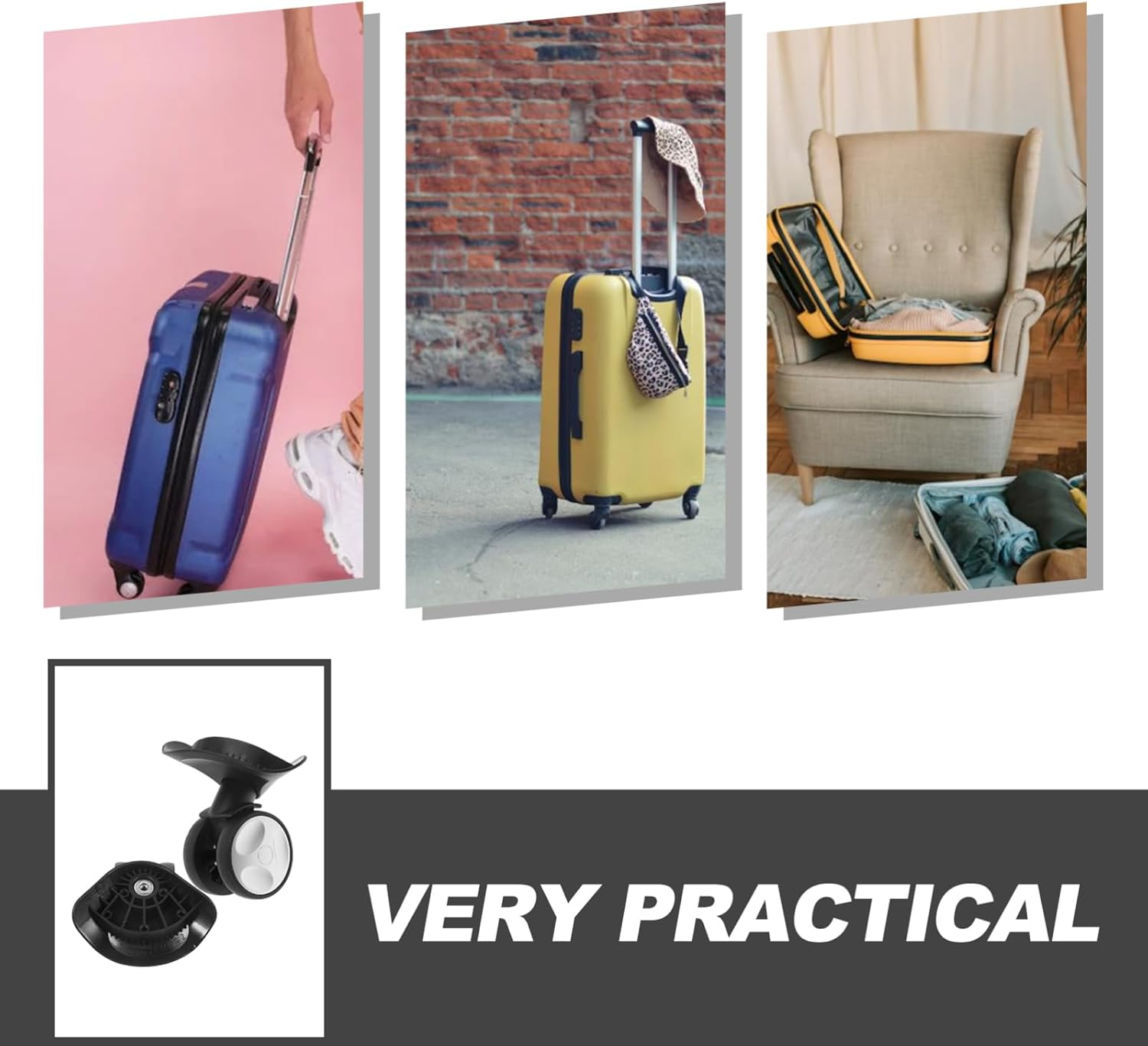 LALADEFIEE Replacement Wheel for Suitcase Travel Luggage Gear Plastic Swivel Wheel Easy Install for Hard Case image number 4