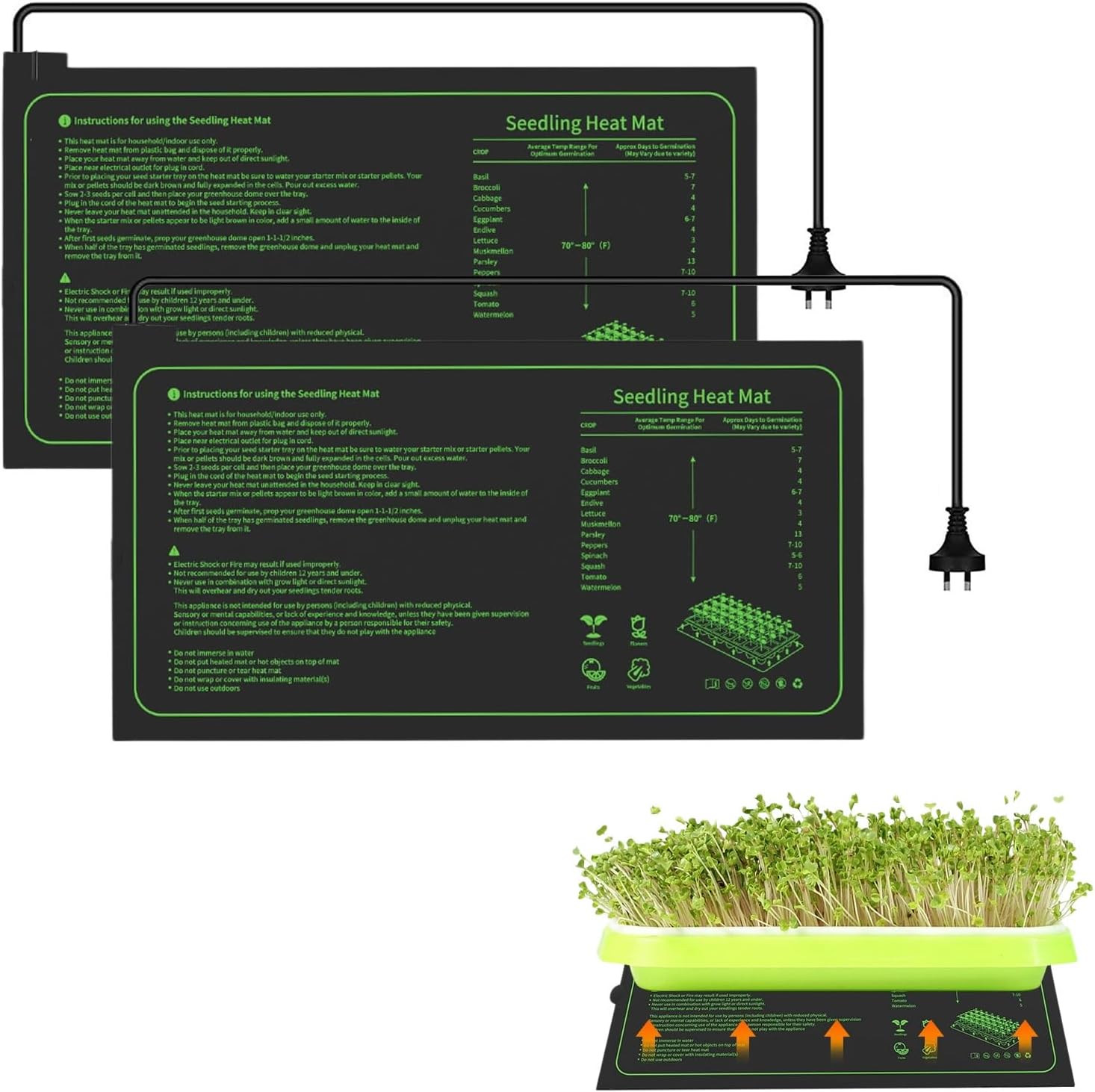 Seedling Heat Mat for Seed Starting,2 Pack 10" X 20.75" Waterproof Heating Pad for Indoor Plants Germination image number 5