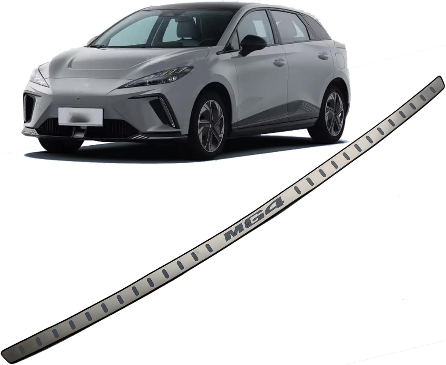 GZBFTDH Car Stainless Steel Rear Bumper Protector, for MG 4 MG4 2022 2023 2024 Accessories, Auto Parts Tailgate Back Trunk Door Sill Cover Scuff Plate Strip Guard Protection