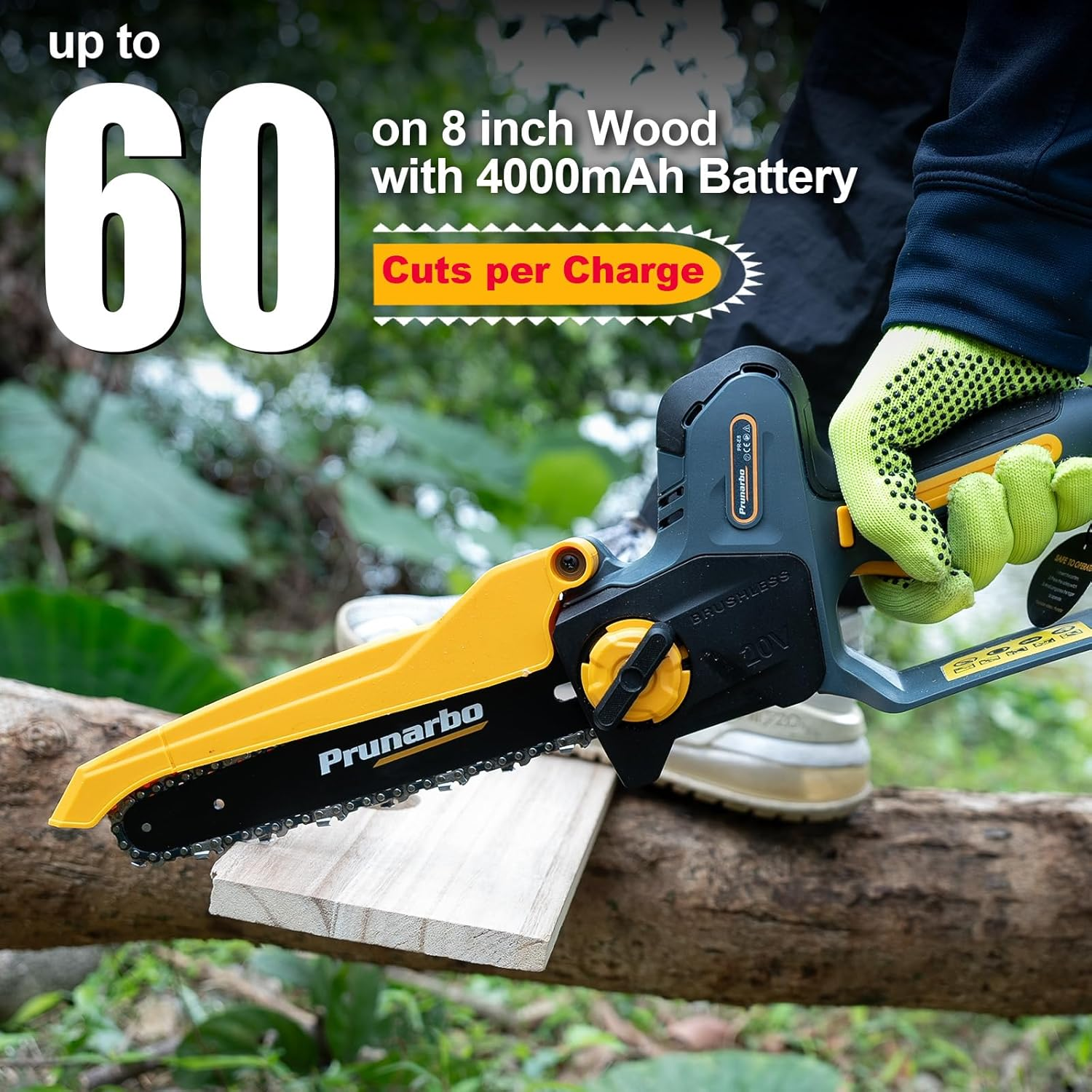 Prunarbo Mini Chain Saw Battery Powered 8 Inch, Hand Held Small Electric Chainsaw Cordless Compatible with Makita 18V Batteies with Auto Oiler 8000Mah Lithium Cell for Tree Branch Wood Cutting PR-E8 image number 2