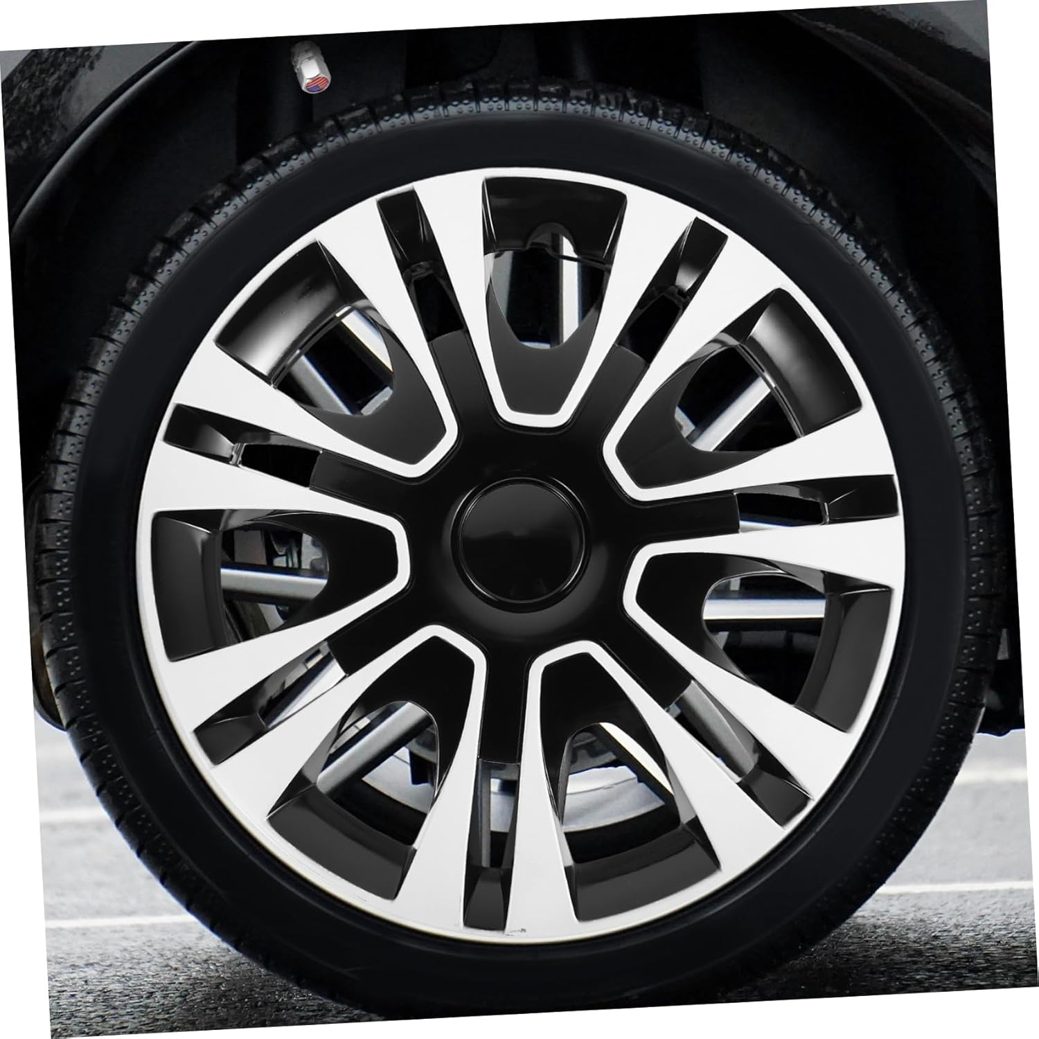CVUTOVO 1Piece Car Wheel Rim Cover for Stylish Elegant Design for Vehicle Models White Easy Installation image number 2
