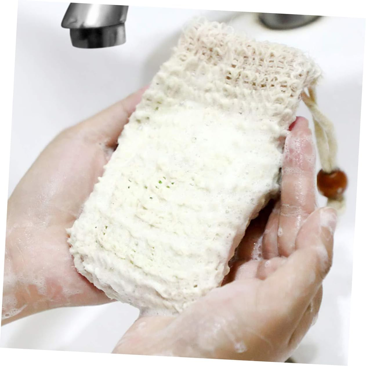 GLEAVI 5Pcs Soap Foaming Bags Natural Cotton Exfoliating Soap Pouches for Shower Bath Care Drawstring Design for Easy Hanging and Bubble Creation image number 6