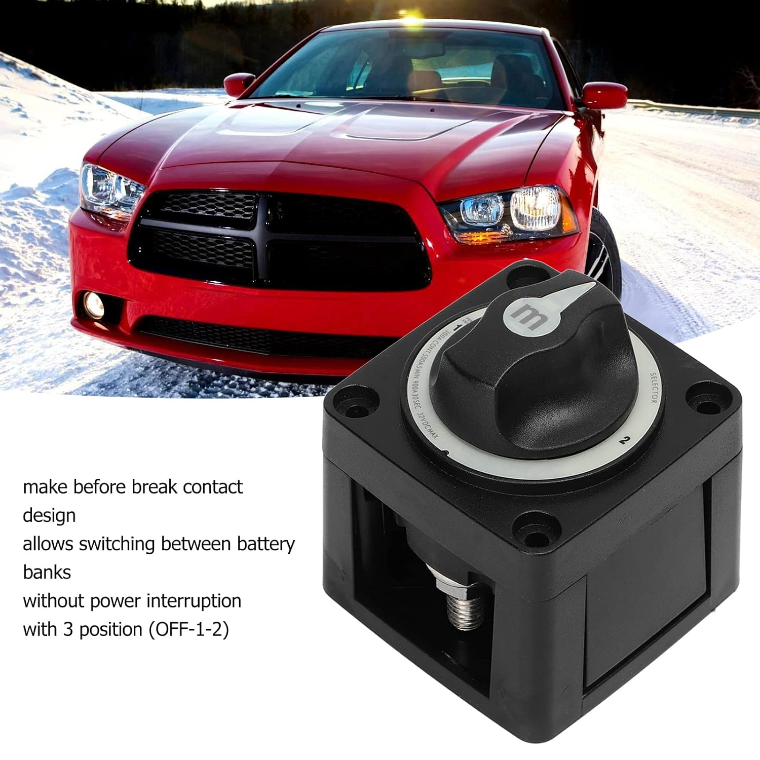 300A Battery Selector Switch, Heavy Duty 3 Position Marine Battery Cut off Switch with Tinned Copper,Ip66 Waterproof Battery Power Cut Master Switch Disconnect Isolator for RV Boat image number 2