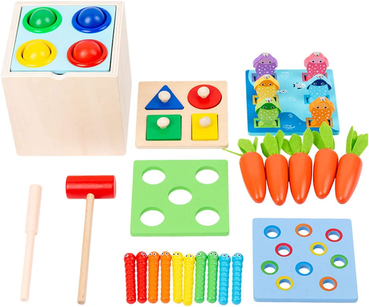 Montessori Wooden Toys with Object Permanence Box Multifunctional Coin Drop Toy for Preschool Kids Colorful Carrot Harvest Toy Early Educational Learning Shape Sorting Toy for Toddlers over 1 Year image number 5