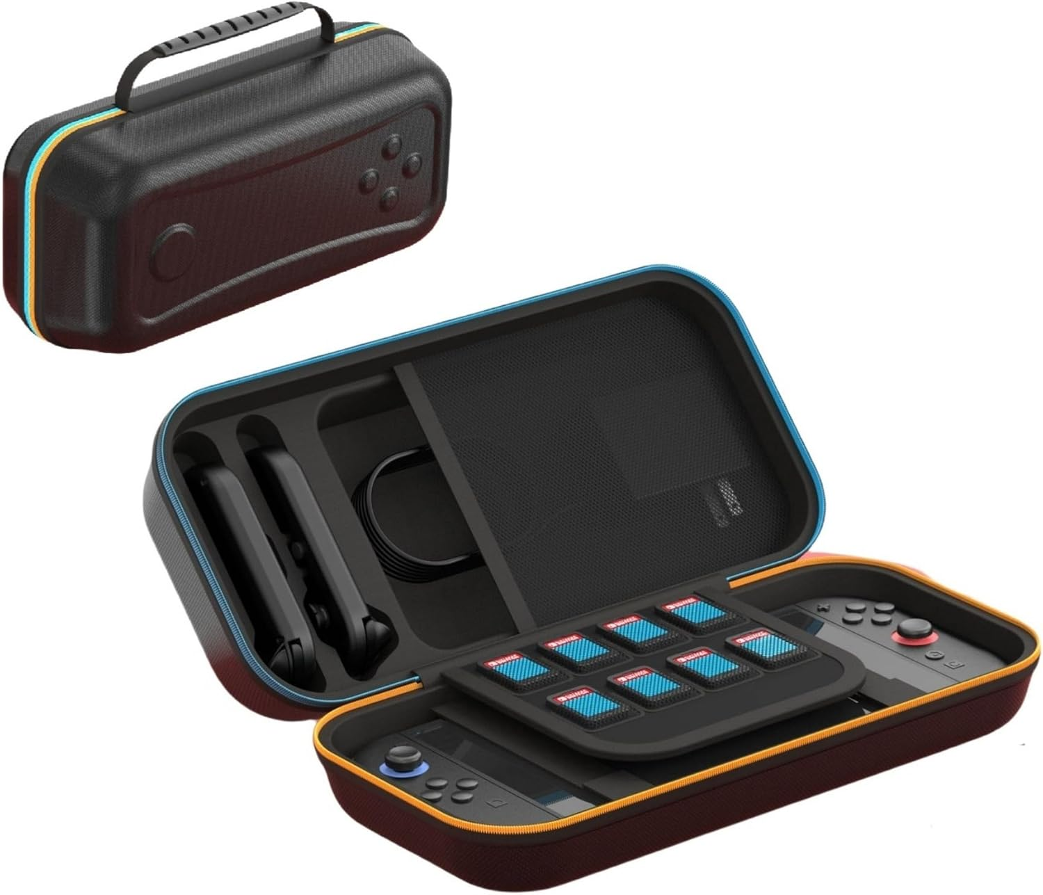 Wigmoa RC-7 Carrying Case Compatible with Switch 2, Portable EVA Hard Shell Travel Storage Bag with Space for Power Adapter, 2 Joy-Con Controllers, and 8 Game Cards. (Black) image number 4