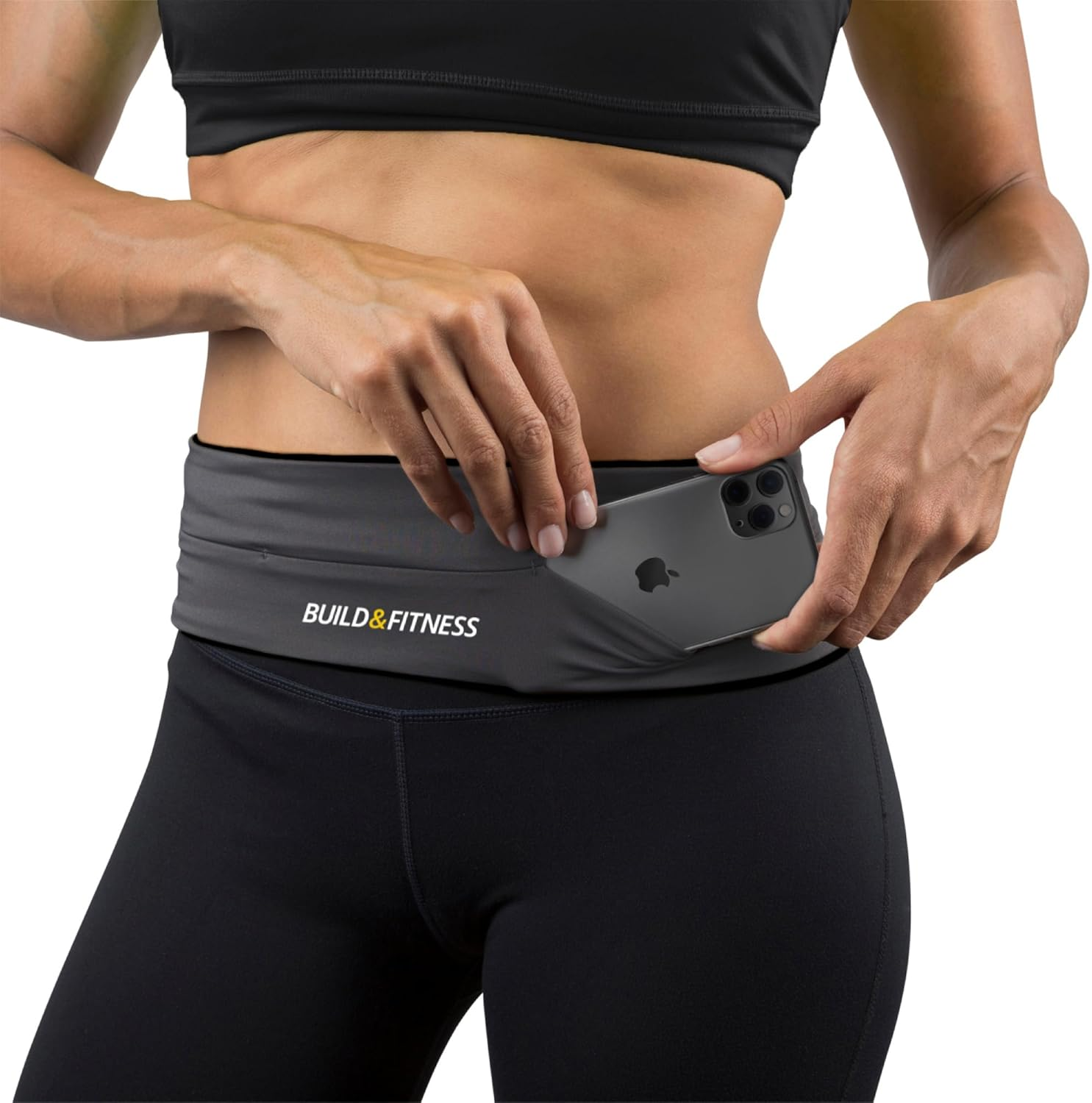 Running Belt, Fitness Belt, Flip Waist Belt with Key Clip, Fits All Phone Sizes. Unisex. for Gym Workouts, Exercise, Cycling, Walking, Jogging, Marathons, Yoga, Sport, Travel & Outdoor Activities image number 6