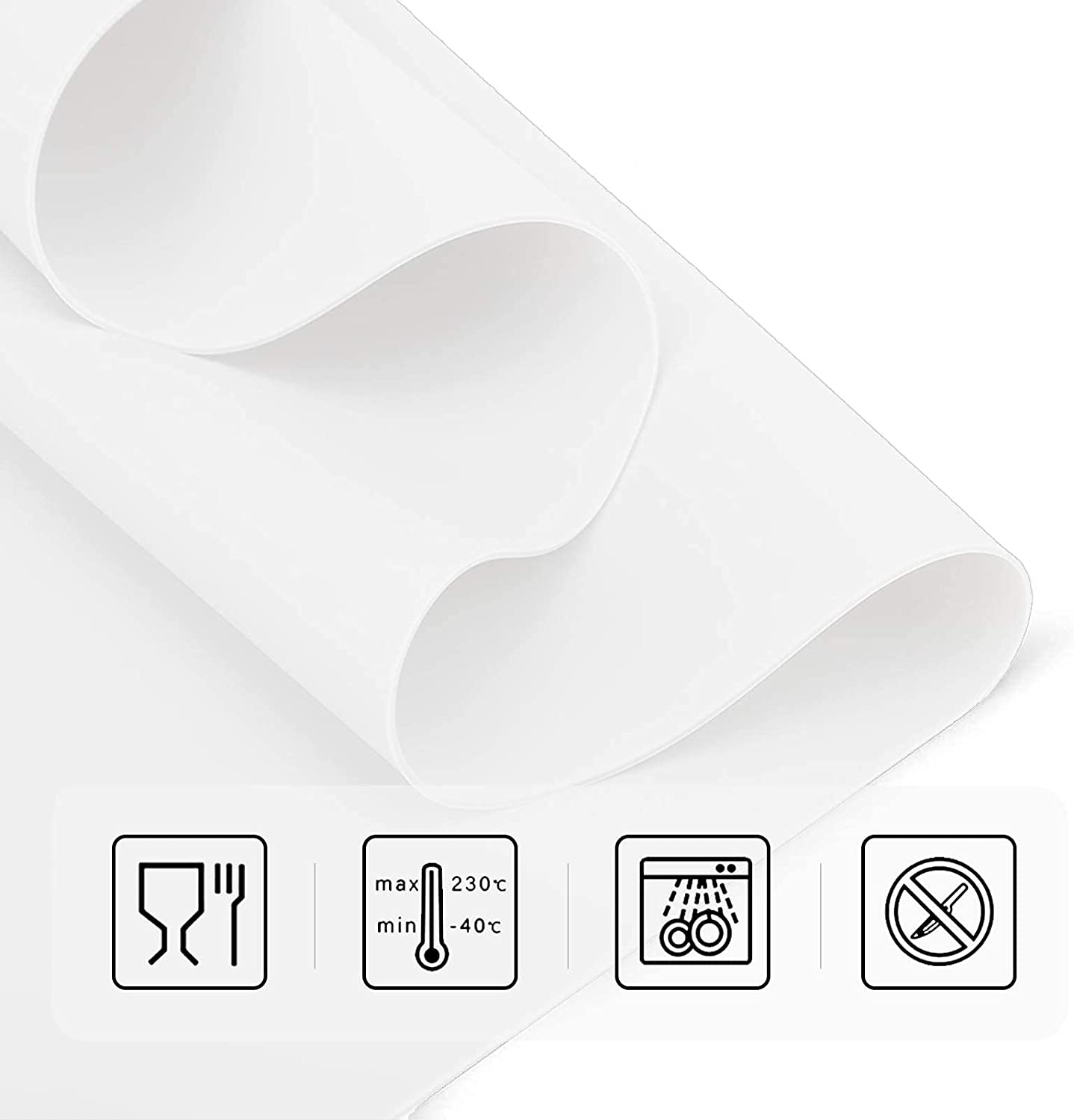 Pinrui Large Silicone Mat 60 X 40Cm of 1, Non-Slip Kitchen Bench Top Protector for Air Fryer, Microwave, Table, Easy to Clean (Clear) - 2, Black image number 6