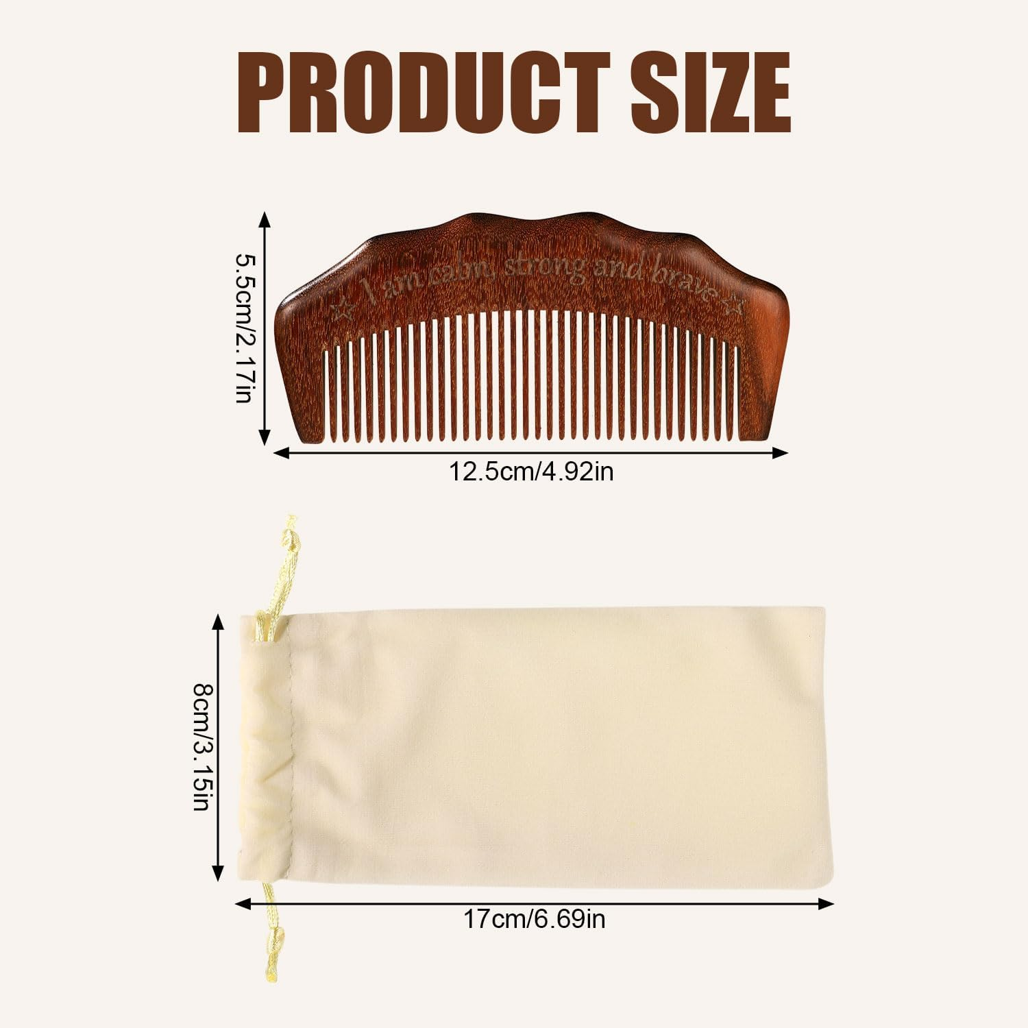 Wooden Hair Comb, Wood Birthing Comb I Am Calm Strong and Brave Comb Labor Pain Comb Childbirth Combs Labor Comb Wooden Pregnancy Comb for Women Natural Birth Essentials Gifts