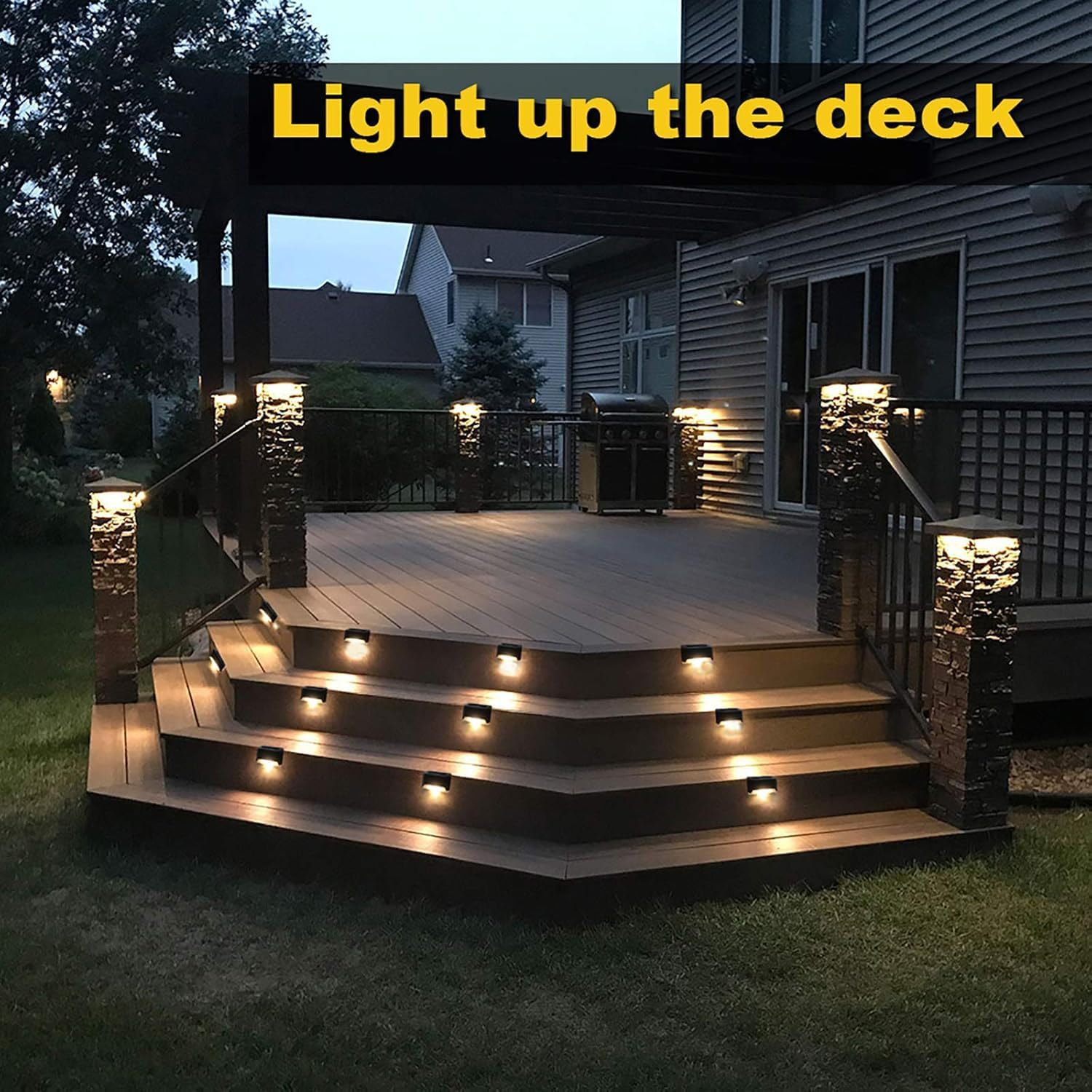 Sooyee Solar Deck Lights, 16 Pack LED Step Lights, Waterproof Outdoor Lights for Stairs and Fence, Warm White image number 5