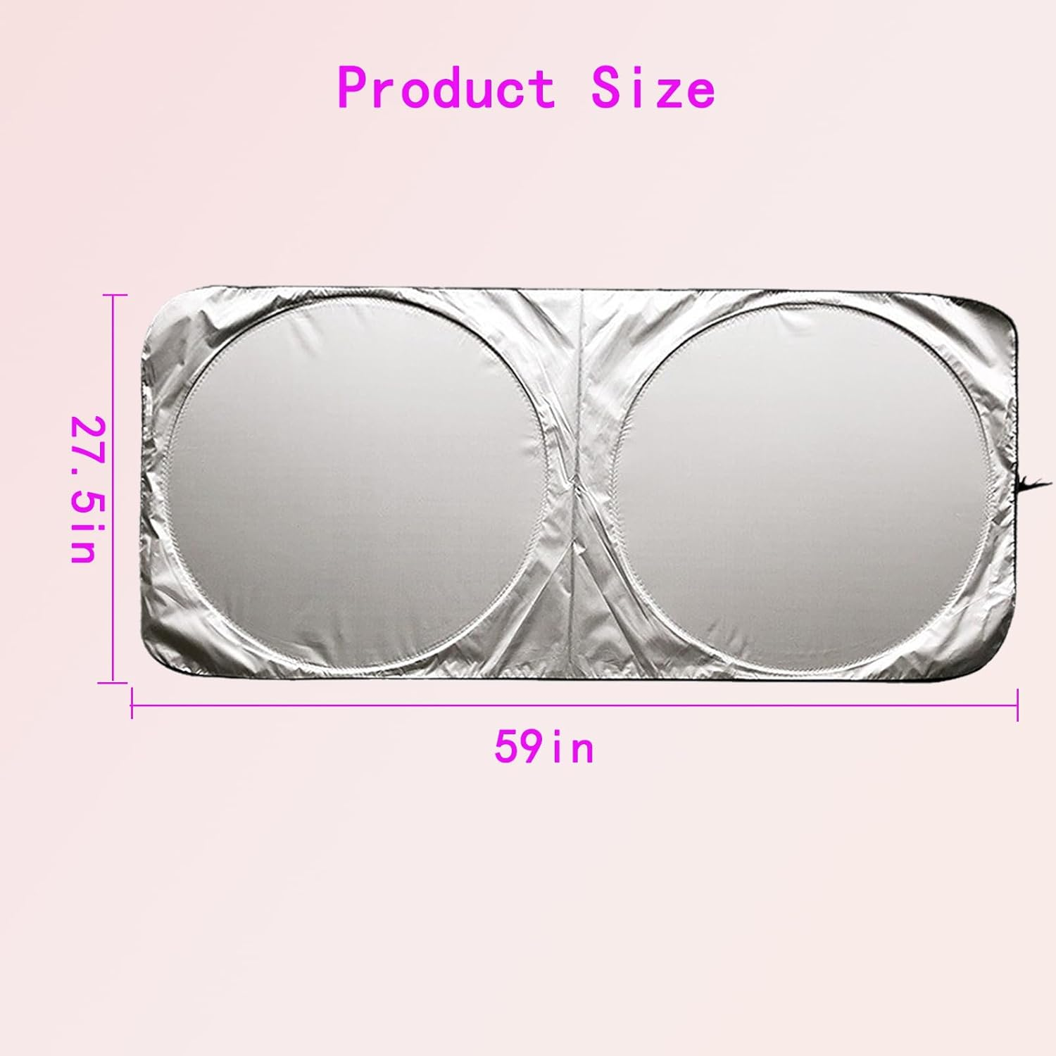 Foldable Car Windshield Sun Shade, 59 X 27.5 In, Silver - Block UV Rays, Protect Vehicle Interiors, Front Window Sun Shield with Storage Pouch image number 1