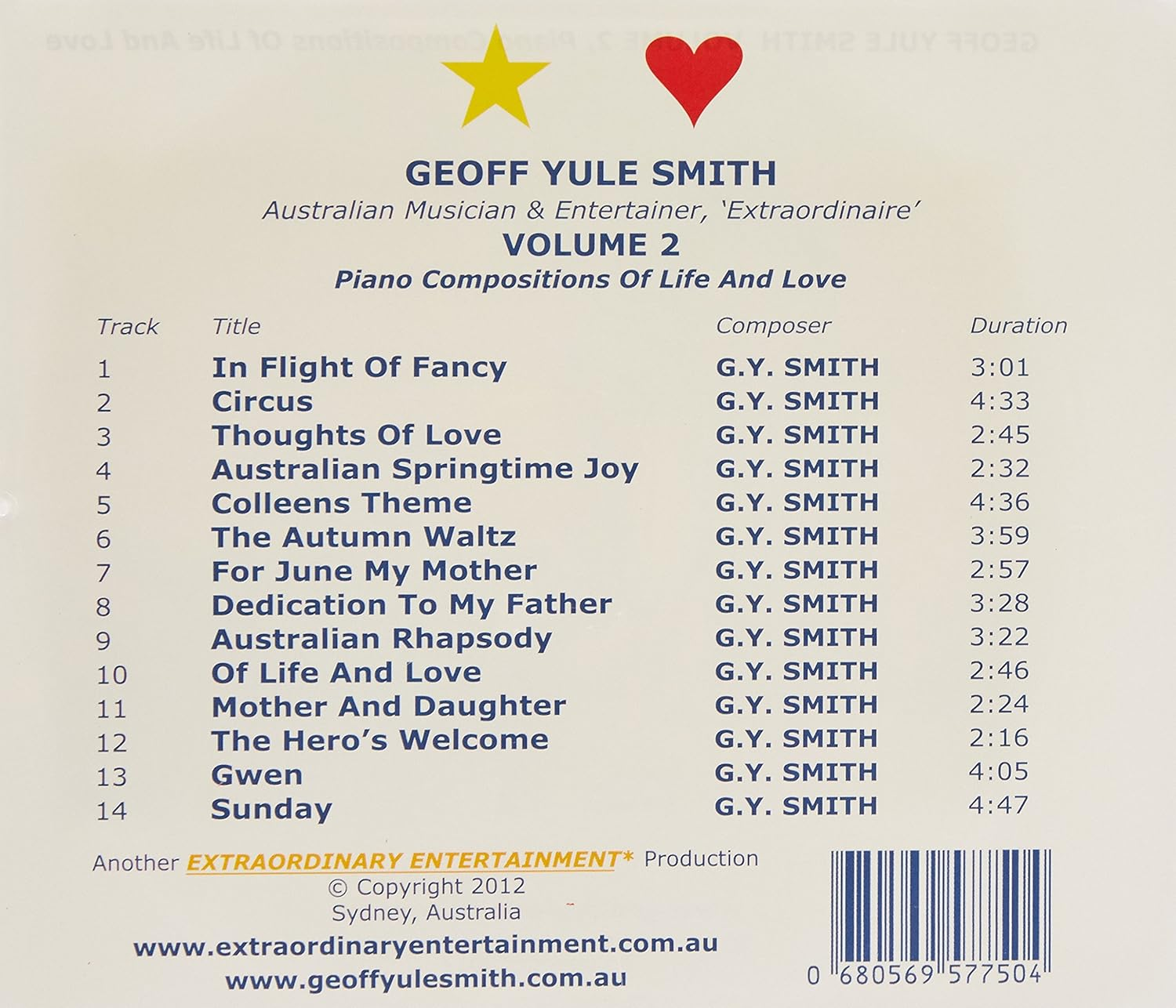 Geoff Yule Smith Volume 2, Piano Compositions of Life and Love image number 2