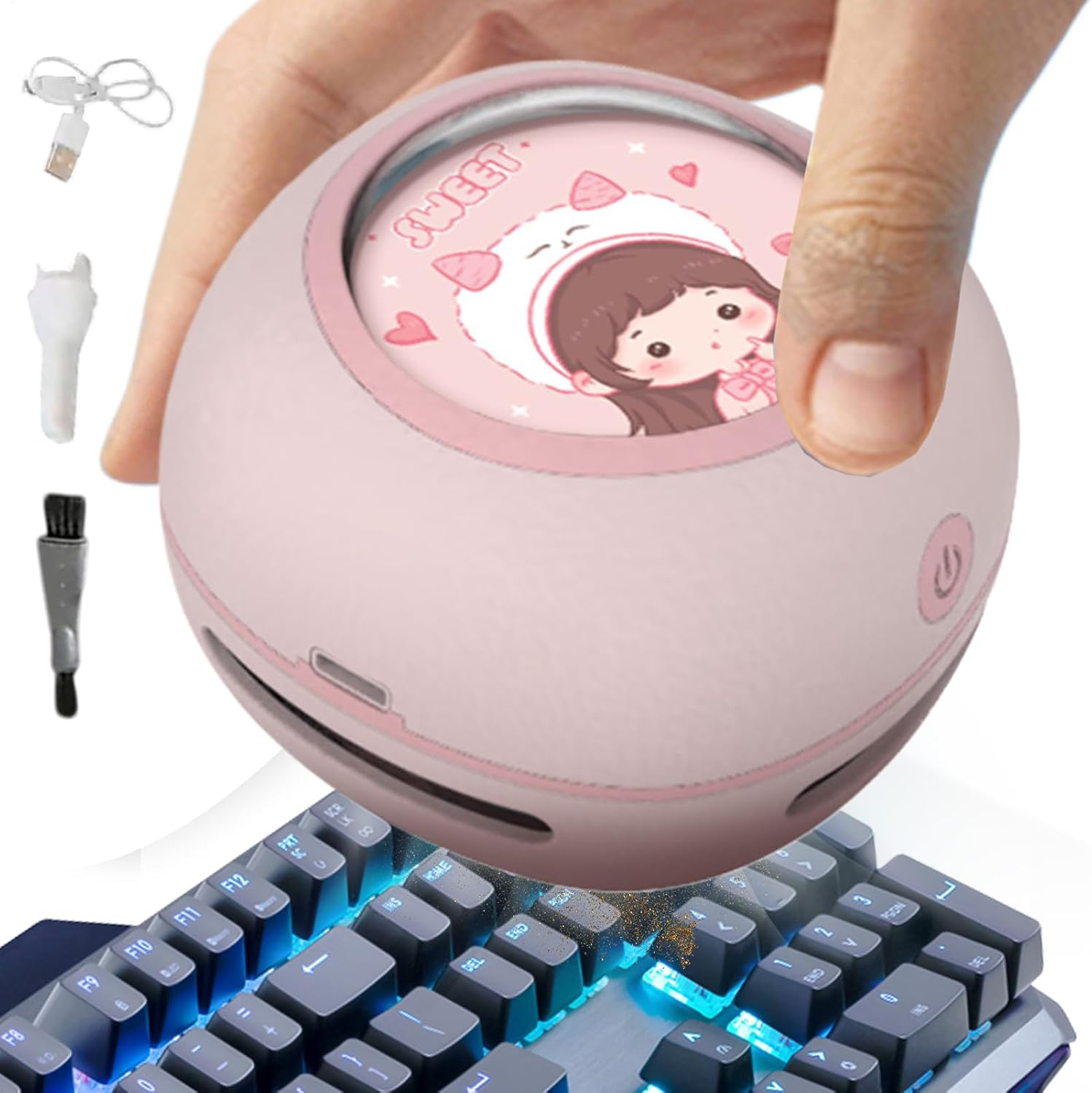 Desk Vacuum Cleaner, Small Table Duster, Portable High Suction Device, 3.15X3.15X2.76 Inches, Compact Cleaning Tool, Ideal for Home, Travel, School, Vanity, Kitchen image number 3