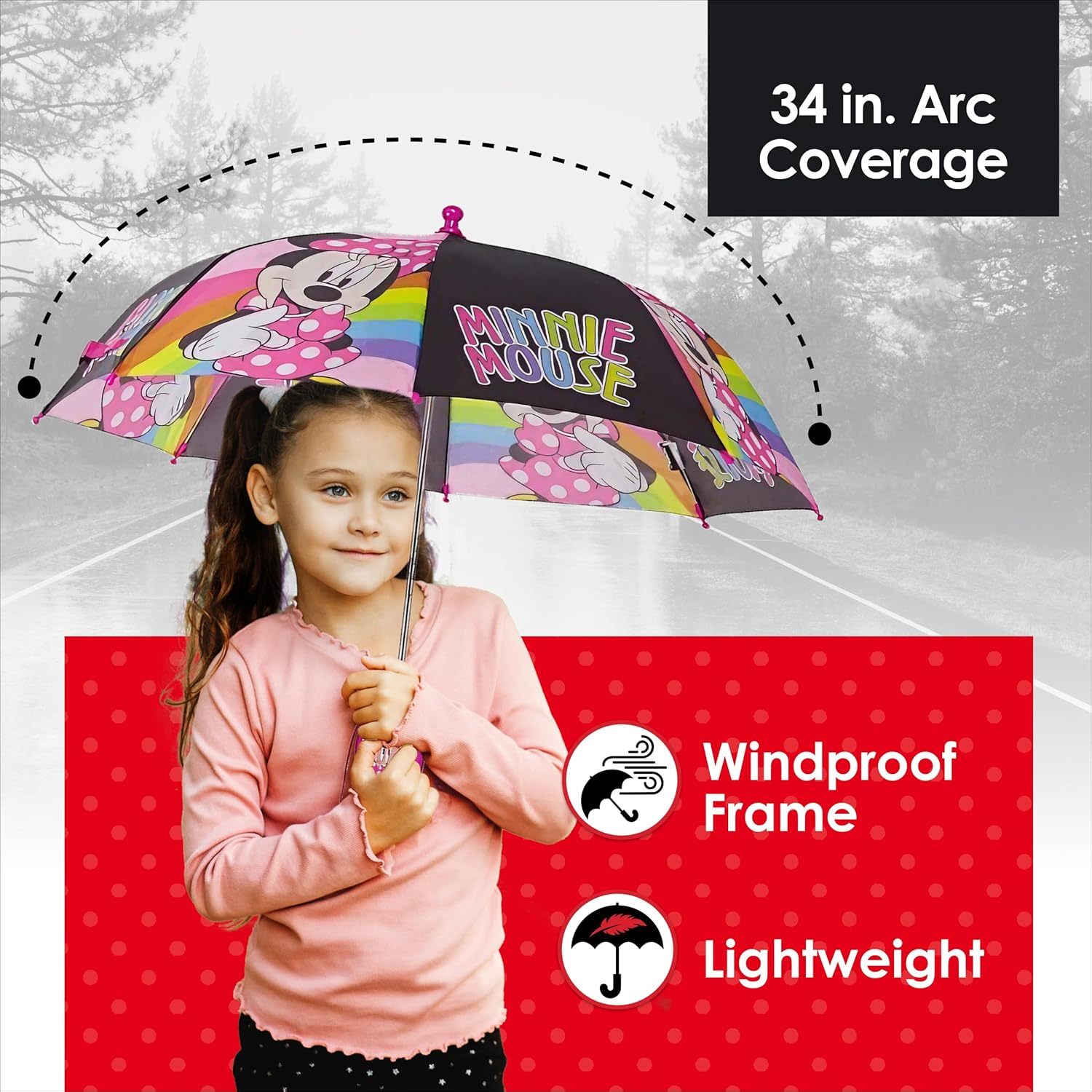 Disney Kids Umbrella, Frozen/Princess/Minnie Mouse Toddler and Little Girl Rain Wear for Ages 3-6 - Frozen Purple image number 7