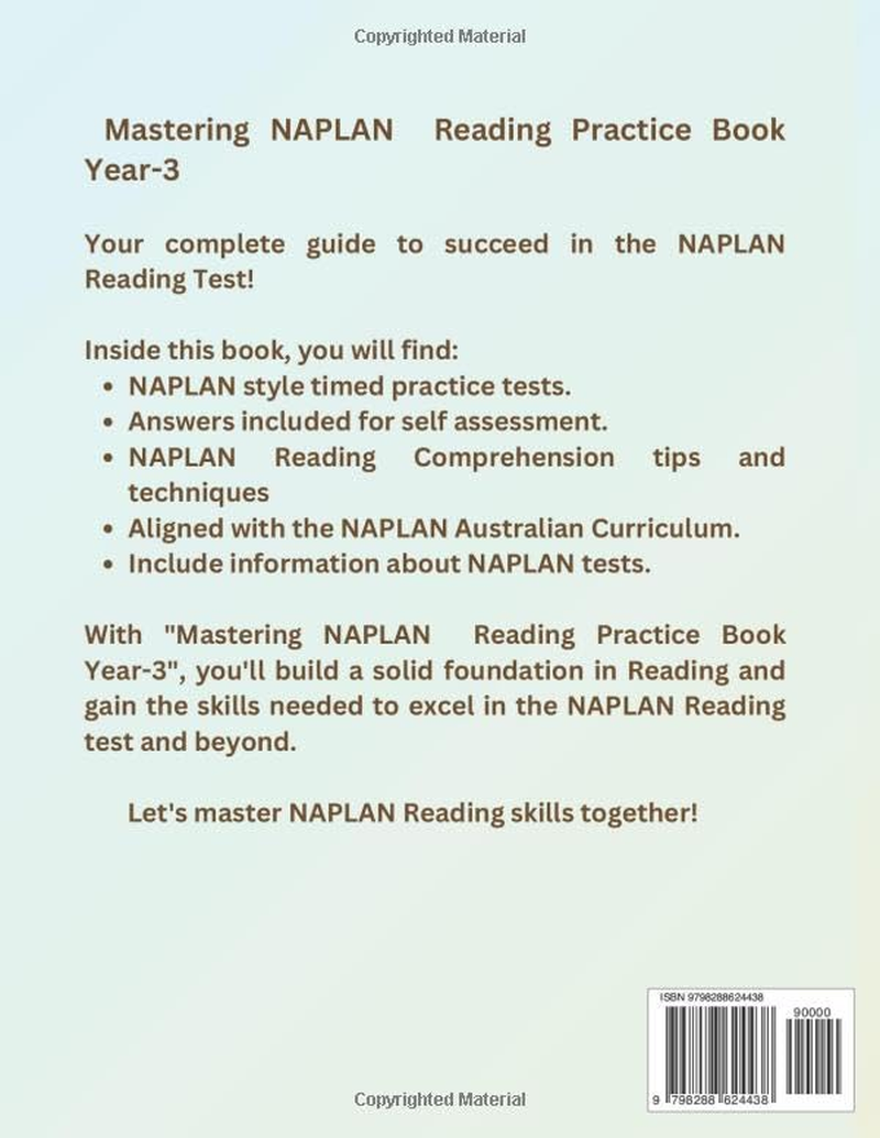 Mastering NAPLAN Reading Practice Book Year-3, Full Length NAPLAN Style Reading Tests, Include Multiple-Choice, Short Answers and Written Response ... Aligned with Australian Curriculum, ACARA image number 1