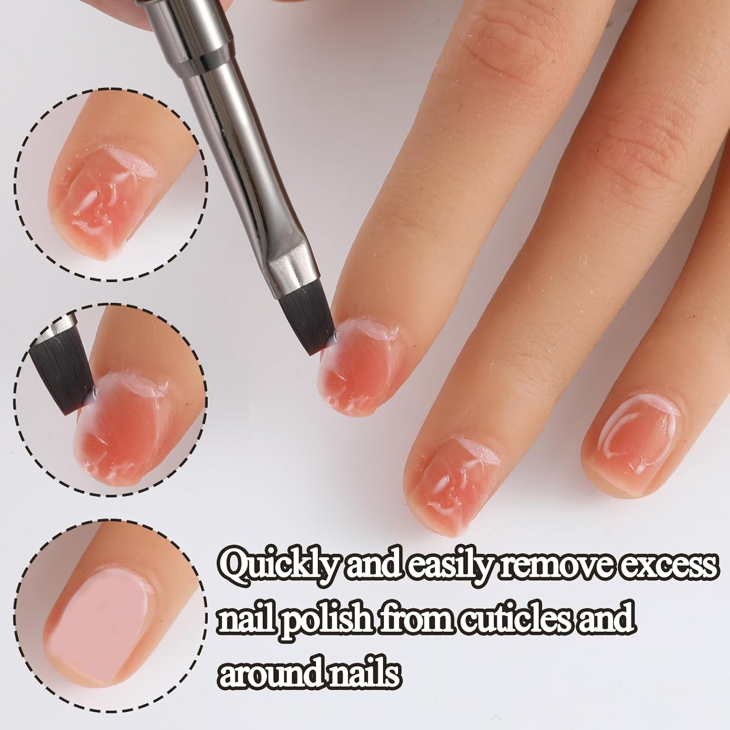 Nail Clean up Brushes, 3 PCS Acetone Resistant Nail Polish Remover Pen Painting Design with Flat/Oval/Fine Angled Gel Nail Brush, Nail Art Brush for Cleaning Nail Polish Mistake on the Cuticles(Brown) image number 5