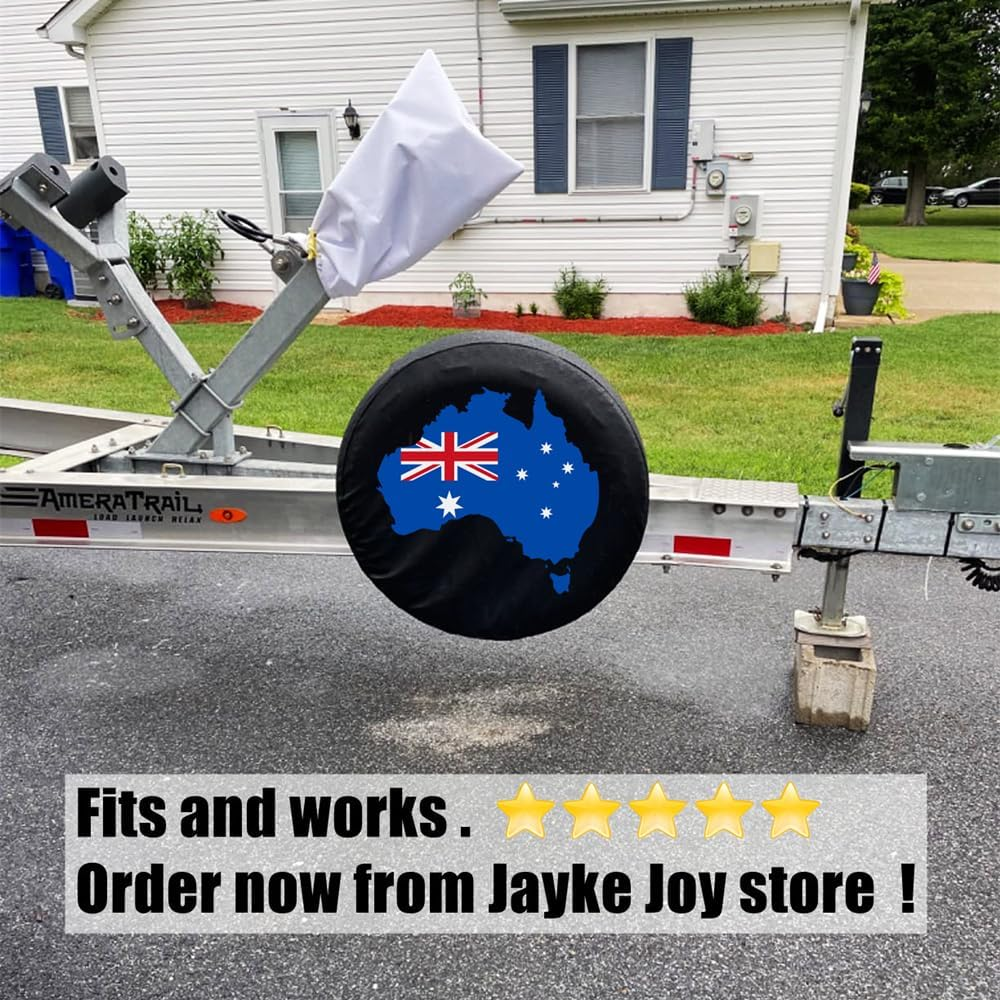 Spare Tyre Cover, Wheel Cover with Australia Flag PVC Leather Waterproof Dust-Proof Universal Fit for Jeep Trailer RV SUV Camper Vehicle (17 Inch) image number 2