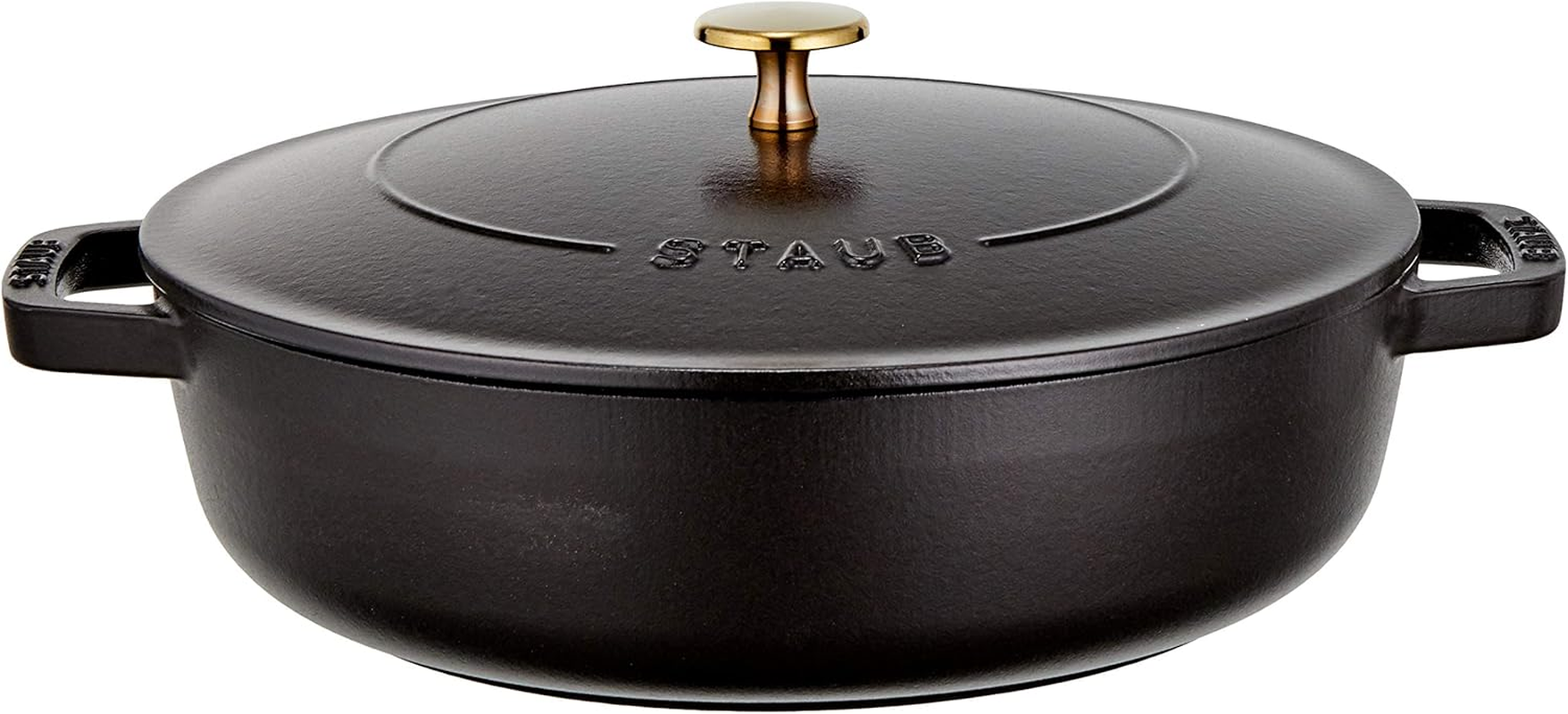 Staub Braiser 40506-542 Saute Pan, Black, 10.2 Inches (26 Cm), Large, Both Handed, Cast Enameled Pot, Sukiyaki, Induction Compatible image number 3