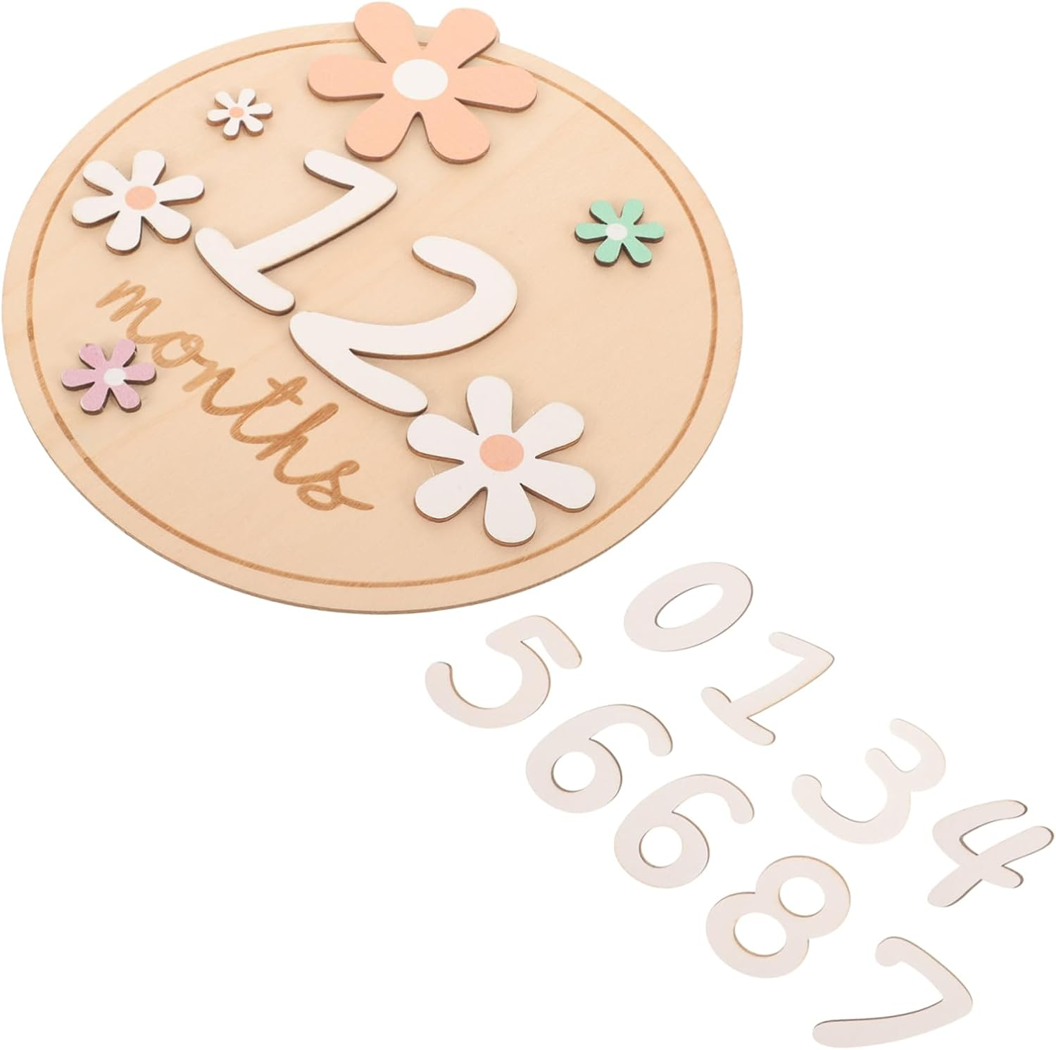 Abaodam Milestone Wooden Cards Monthly Newborn Milestone Sign Photo Prop for Announcement image number 1