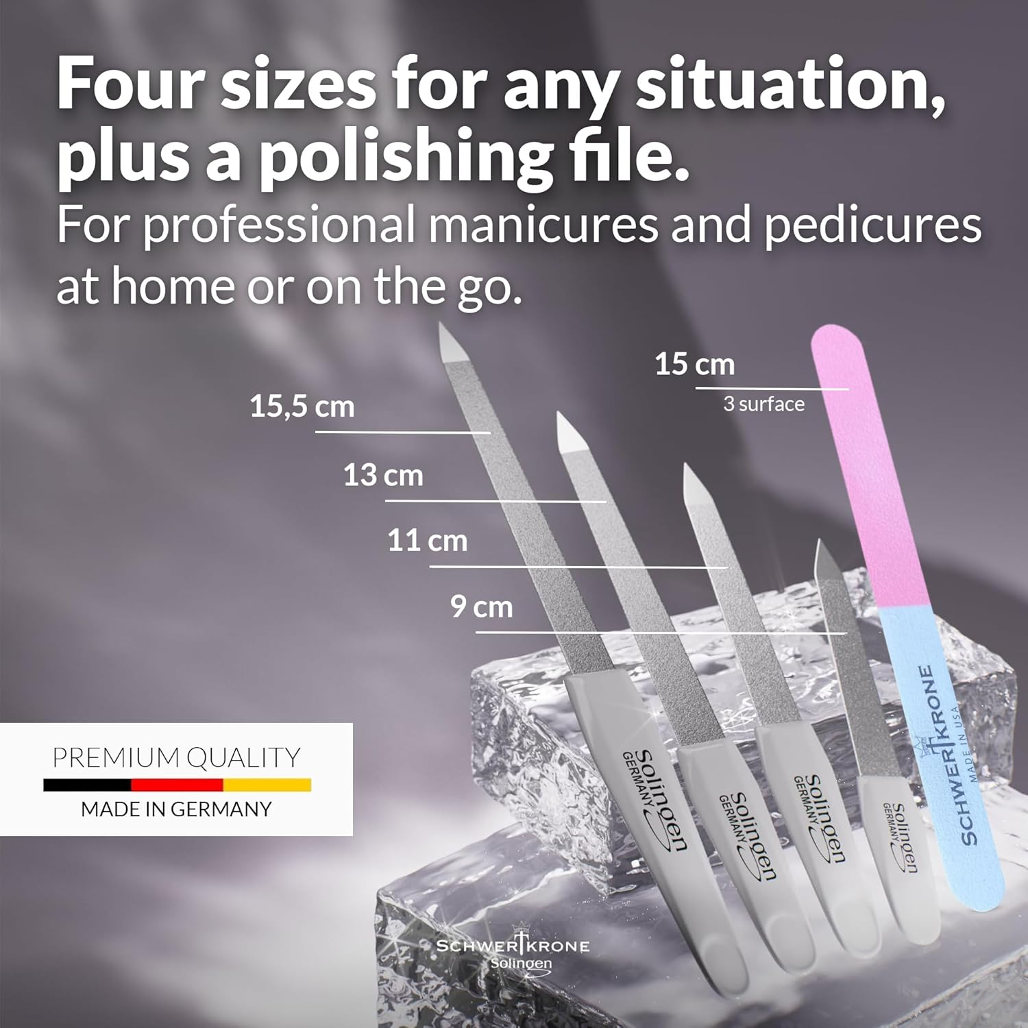 Schwertkrone Sapphire Nail Files Set Metal Made in Germany Solingen (5) image number 3