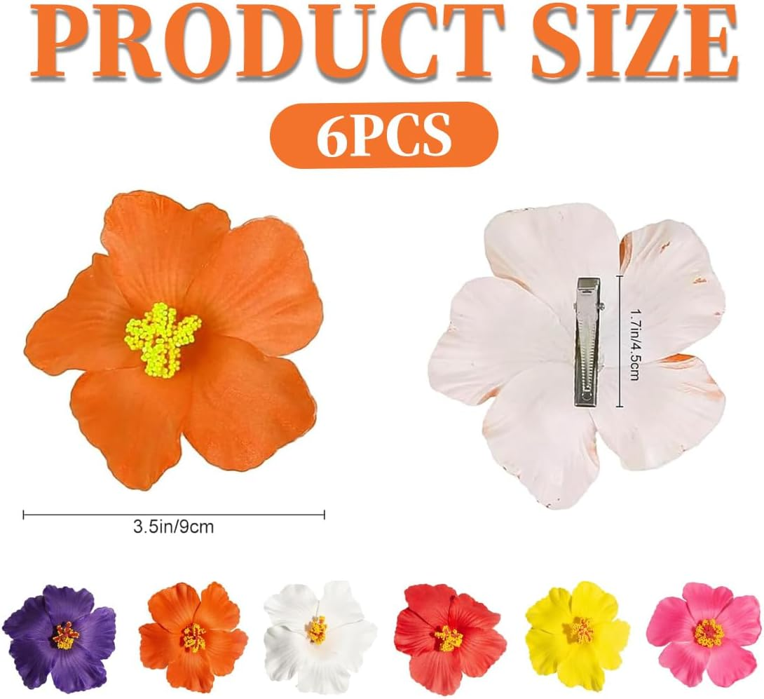 SIRLOMU 6 Piece Hawaiian Flower Hair Clip, Plumeria Hair Clip, Flower Hair Clip, Fancy Flower Hair Clip, Hair Accessories for Beach Party Wedding