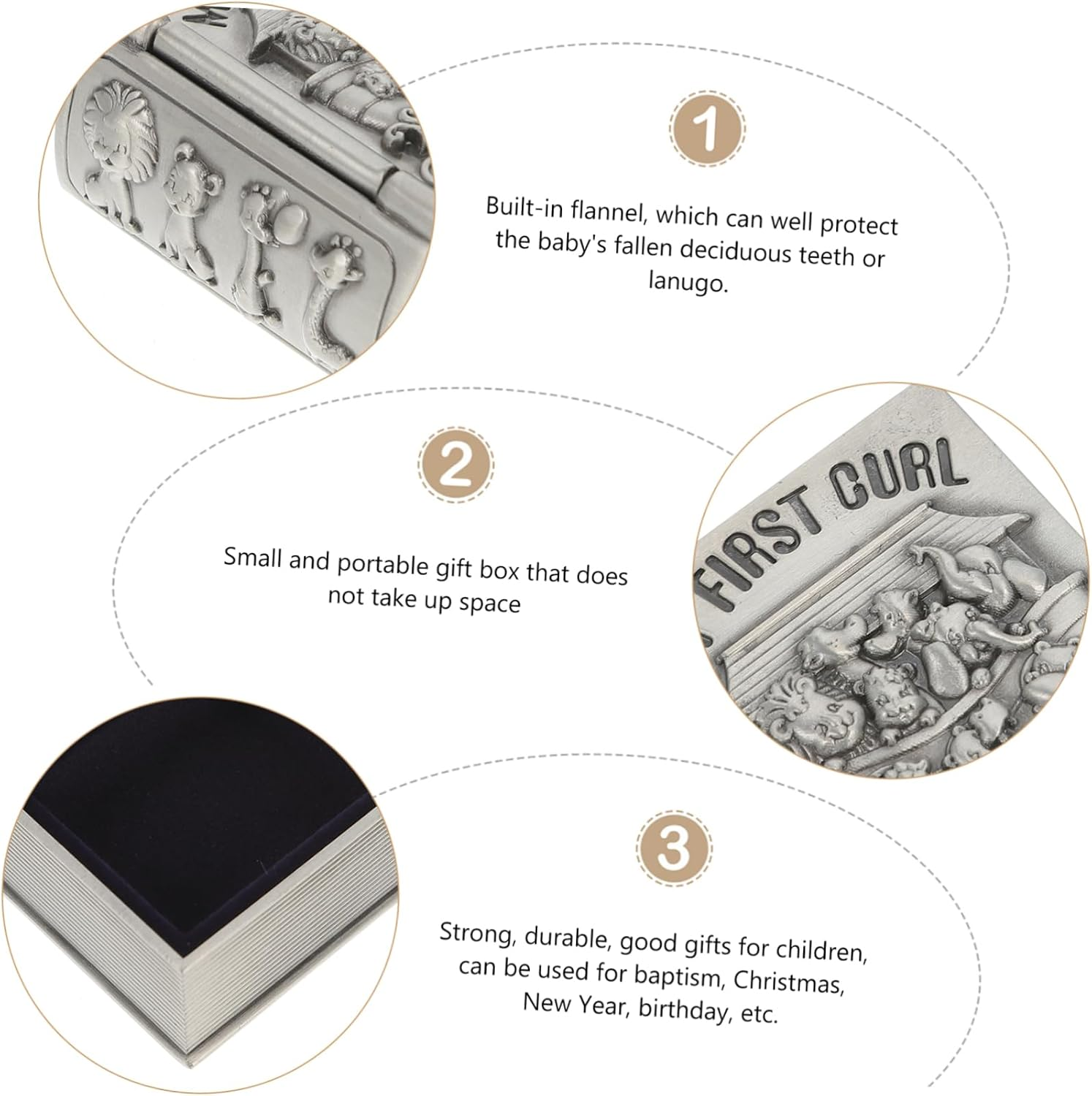 2Pcs Metal Tooth Boxes Boys and Girls Keepsake Teeth Cases for Girl Boy Keepsake image number 5