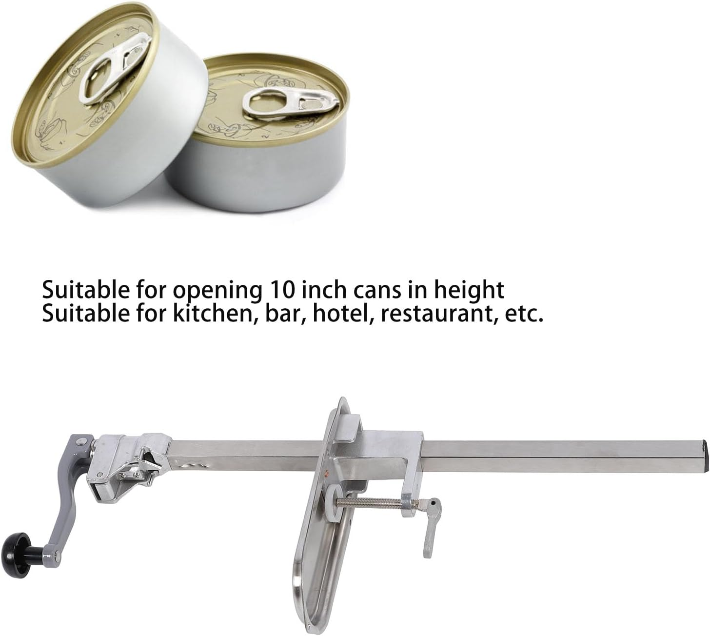 Commercial Can Opener, Industrial Can Opener for #10 Cans, Heavy Duty Manual Table Can Opener with Plated Steel Base for Restaurant Food Store Hotel Bar Home up to 11 Inch image number 5