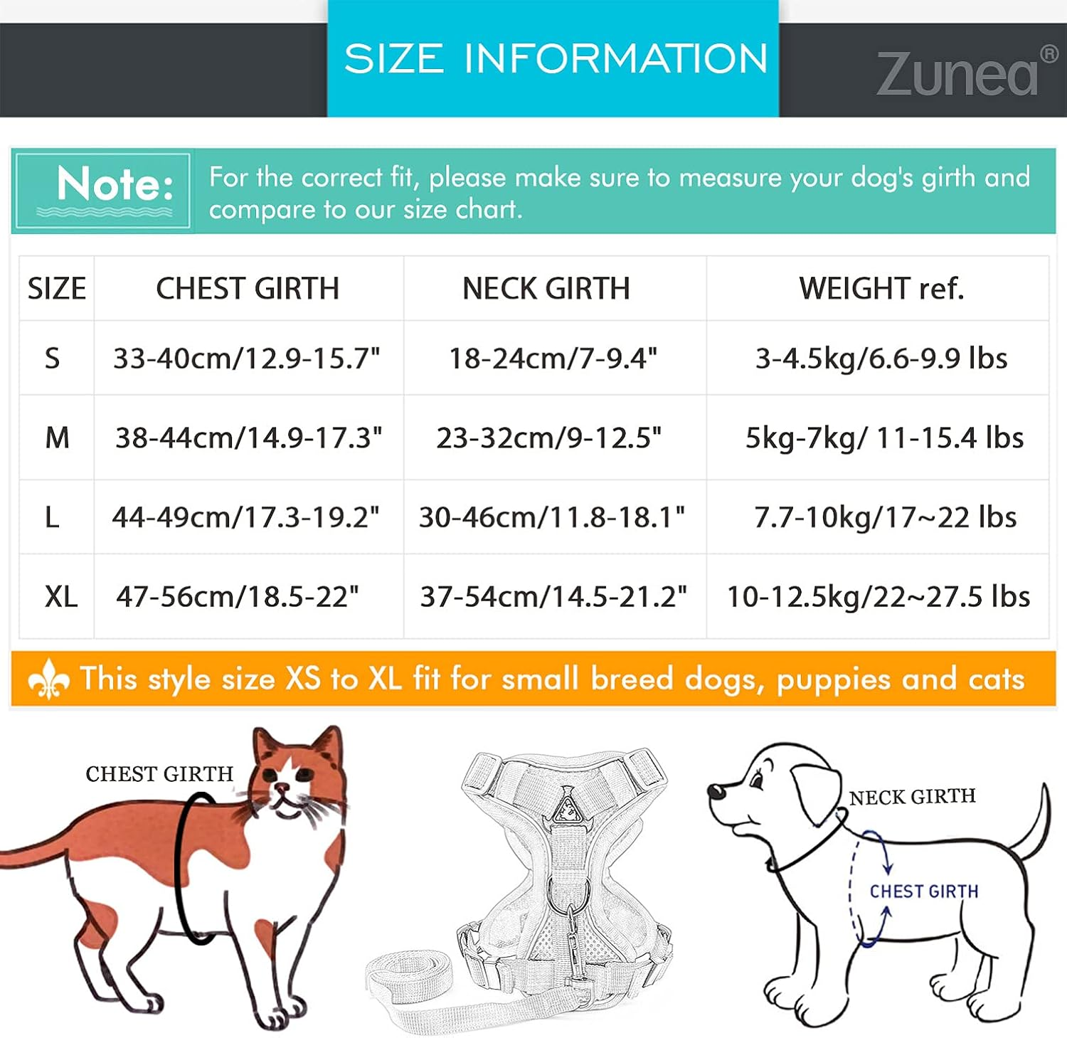 Zunea No Pull Dog Harness for Small Medium Dogs Puppy Cats Vest Harness Lead Set Adjustable Reflective Breathable Mesh Lightweight Pet Harnesses Escape Proof for Walking Training Green S