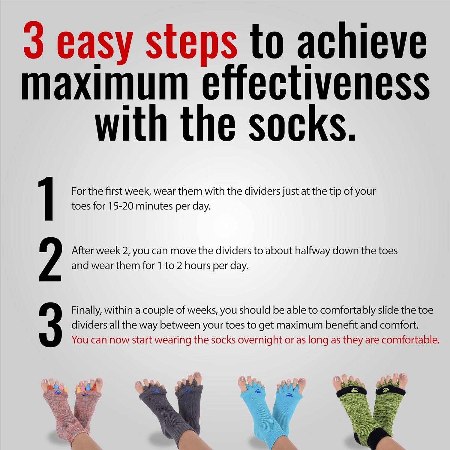 The Original Foot Alignment Socks Happy Feet Alignment Socks - Toe Separators for Men, Green, X-Large