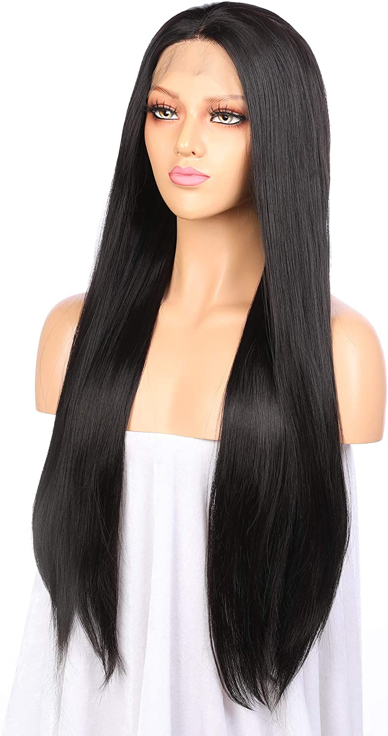Mixed Blonde Synthetic Hair 13-4-3 Lace Women Wig,26 Inch Long Silky Straight Human Hair Density,100% Hand Made Glue-Less Wig