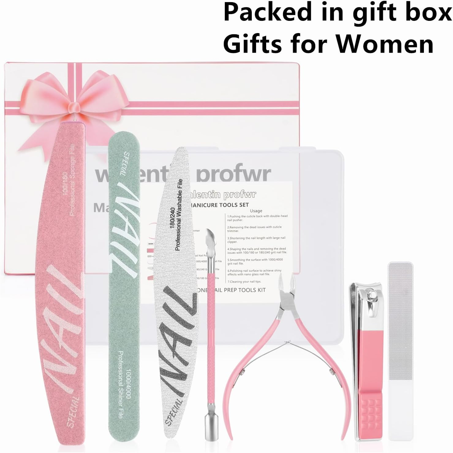 Manicure Set Women Nail Care Kit for Women Nail File Kit Manicure Pedicure Tools Cuticle Kit Nail Kit with Nail Clippers Cuticle Trimmer Pusher Glass Nail Files and Buffers Cuticle Set with Case