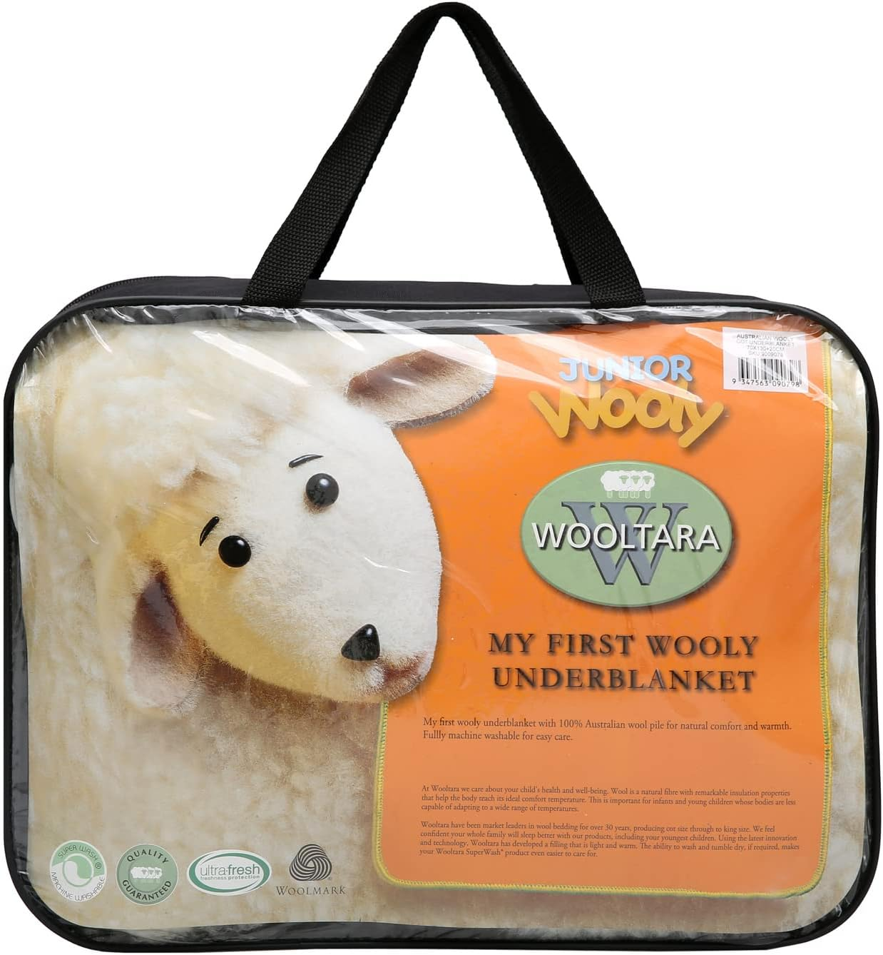 My First Woolly 350GSM Pure New Australian Washable Wool Underblanket Baby Blanket Natural Comfort and Warmth Fitted Cotton Skirt Fully Machine Washable - Standard Cot Size (70Cm X 130Cm) image number 3