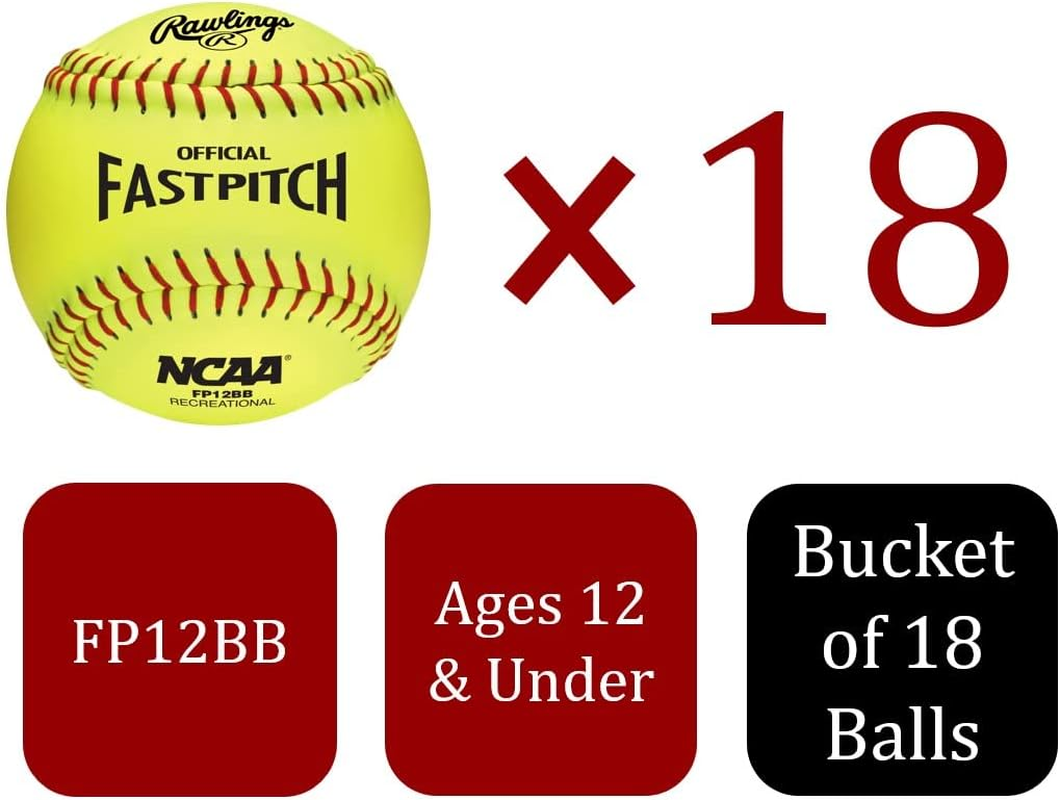 Rawlings | Bucket of 18 Practice Softballs | Ages 12U | 12" | Synthetic Cover image number 3