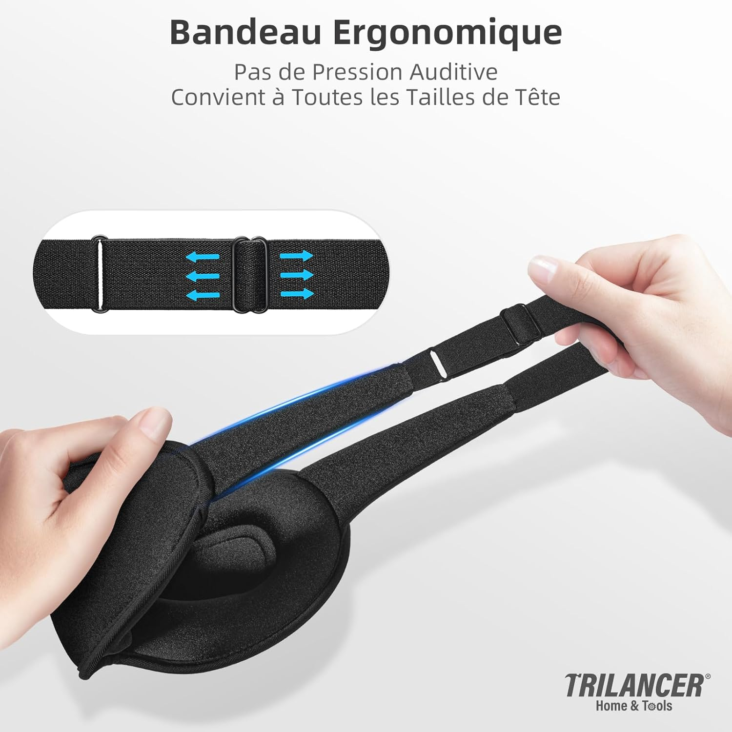 2025 Innovative Sleep Mask for Men and Women,Trilancer 3D 99.99% Light Blocking Design, Comfortable Eye Mask, Blackout Blindfold for Sleeping, Nap, Meditation, Travel (Black) image number 3