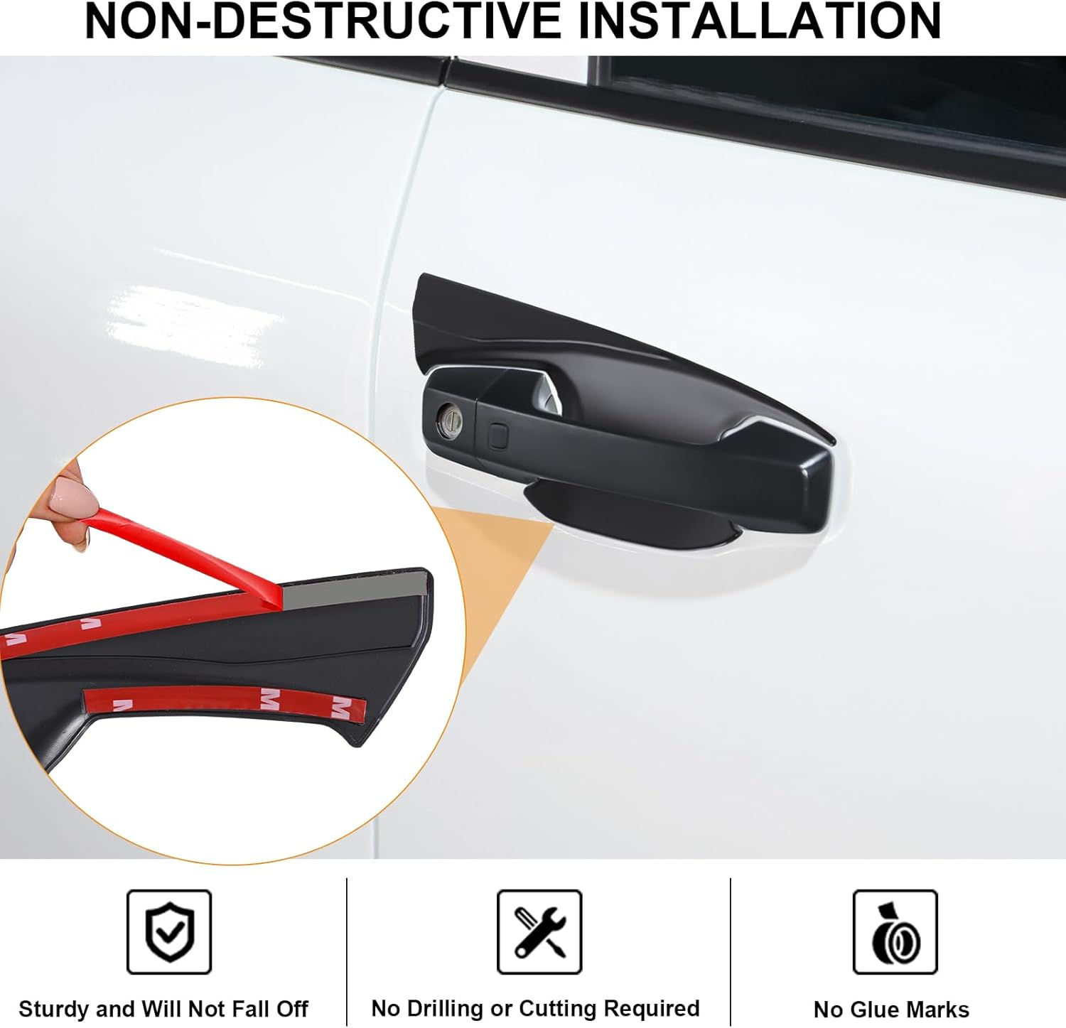 Door Handle Bowl Insert Cover for Mitsubishi Triton MV 2024 2025 Accessories, Car Side Door Handle Cup Scratch Protector Guard Trim Ute Exterior Matte Black, 4Pcs/Set image number 4