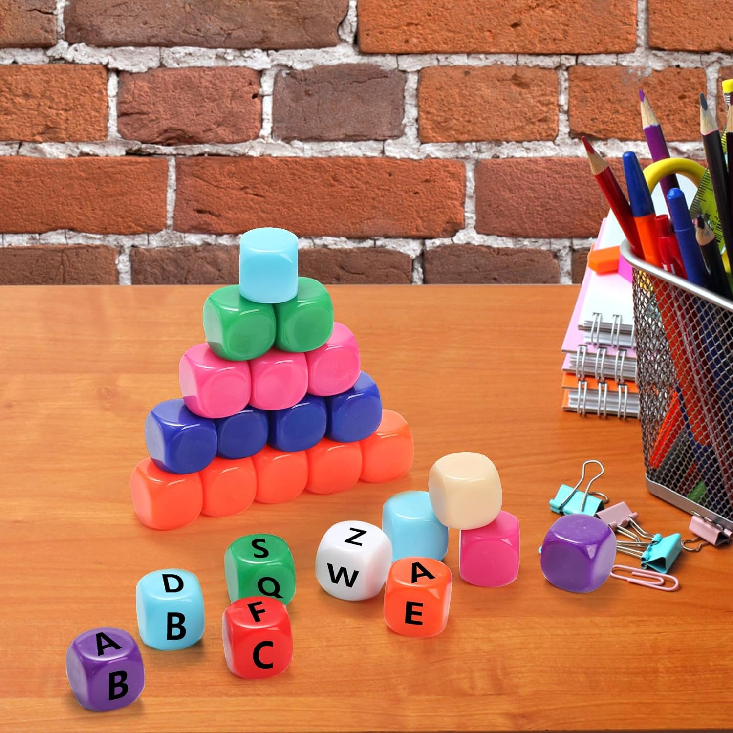 100 Pieces Blank Dice, 16MM Acrylic Colored Dice Cubes, Assorted Color DIY Dice, Six Sided Bulk Dice for Board Games, DIY Sticker, Math Counting Teaching (10 Colors) image number 1