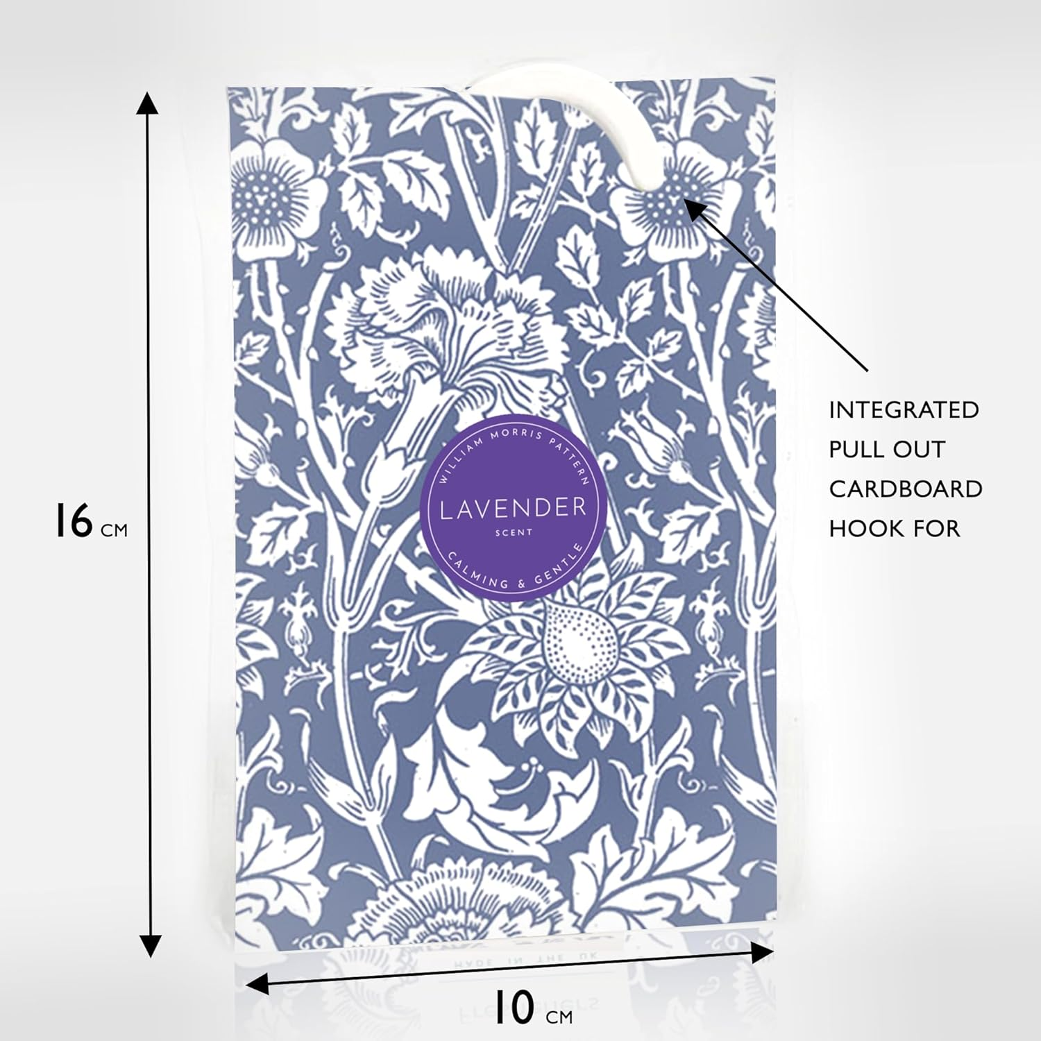 The Master Herbalist LAVENDER Scented Wardrobe Freshener Sachets in a WILLIAM MORRIS Design in BLUE | Pack of 2 image number 5