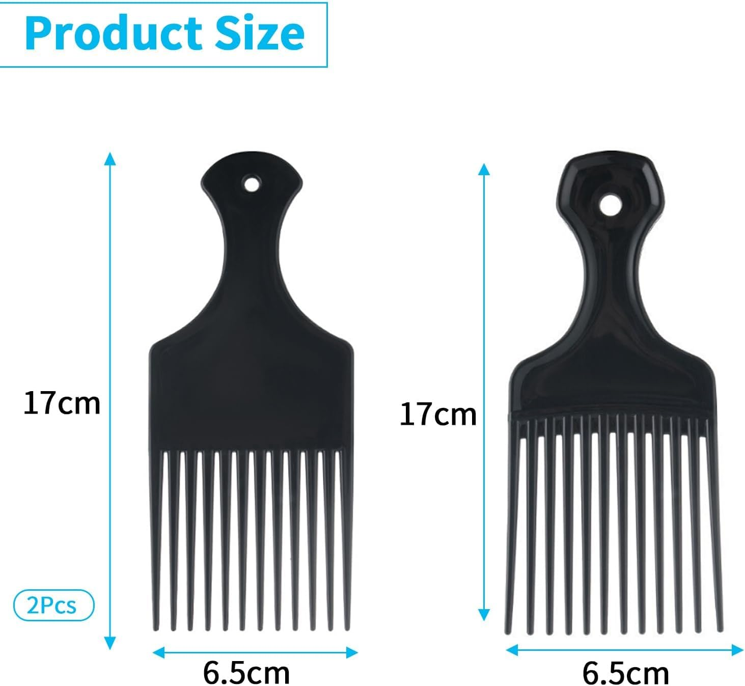 GVSS 3 X Afro Comb, Long Afro Kinky Hair Comb, Wide Flat Tooth Plastic Hair Comb, Hairdressing Tool for Styling and Detangling Curly and Tangled Hair image number 3