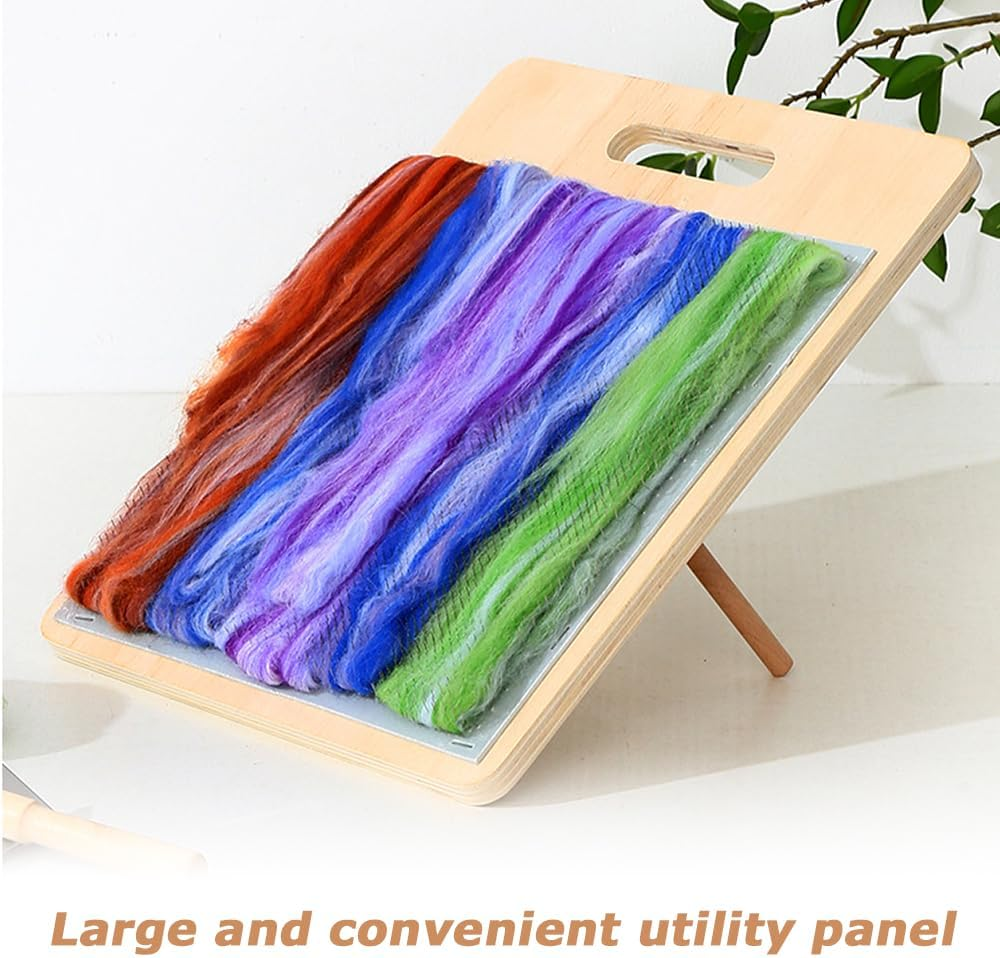 Wool Blend Board,Wool Blending Board Carding Brush Set,Fiber Blending Board, for Mix Colors, Organize Wool Fibers,With 1Pcs Wool Brush 2Pcs Wood Craft Sticks image number 6