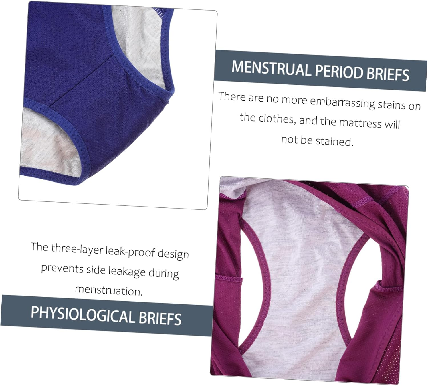 FOMIYES 3Pcs Breathable Menstrual Period Briefs Leakproof High Waist Underwear for Comfortable Sanitary Protection during Menstruation image number 4