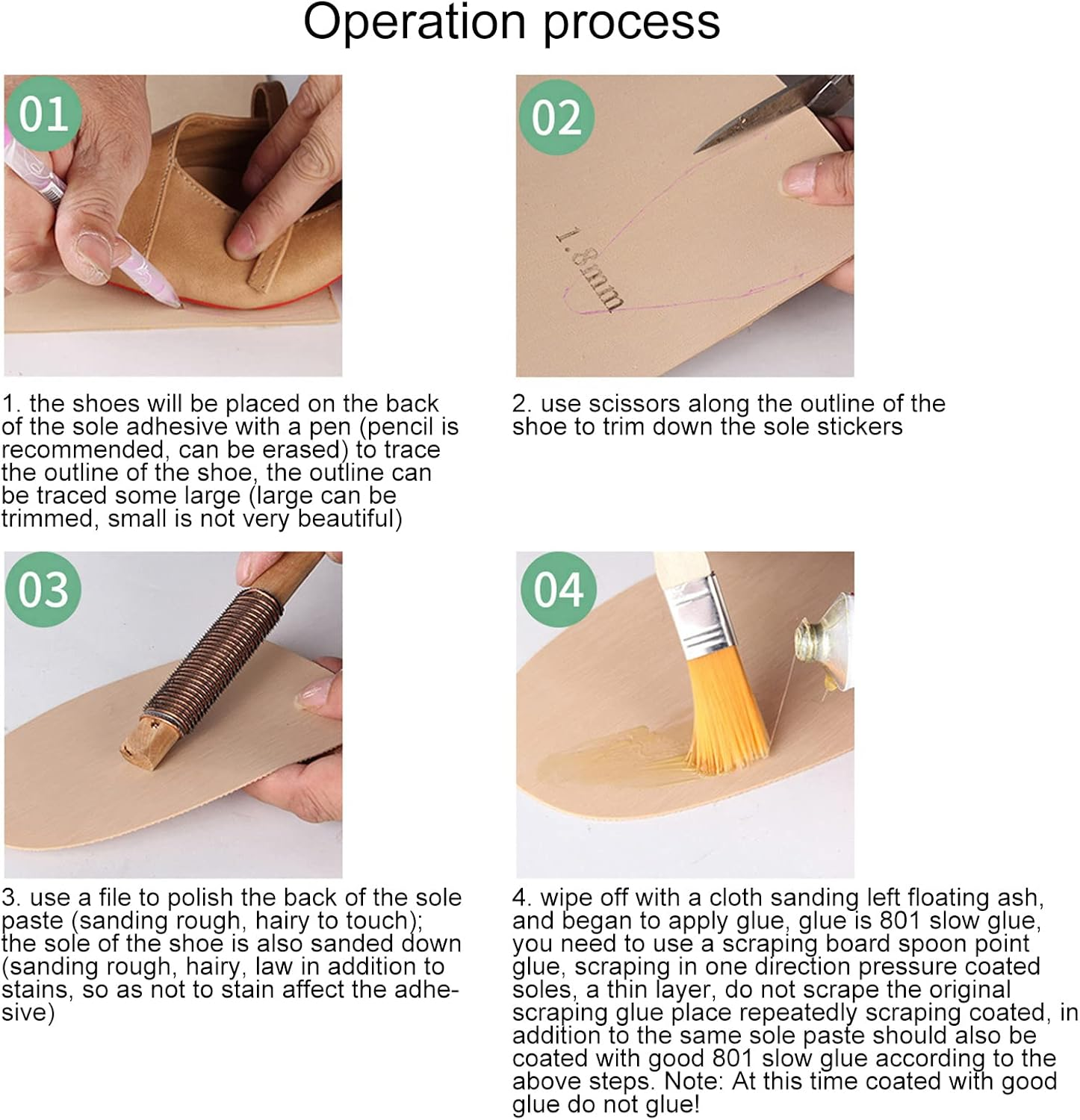 Shoe Sole Repair, Rubber Soles for Bottom of Shoes, Cuttable Elasticity Skid Full Soles Rubber Replacement DIY Repair for Sneaker, Shock Absorption Rubber Soles (41-44) - Black image number 3