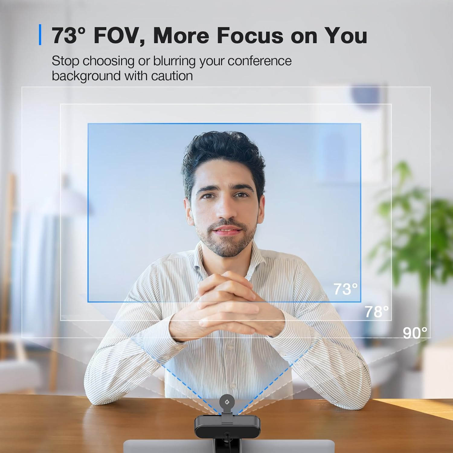 EMEET C960 4K Webcam for PC, 4K UHD Sony Sensor, PDAF Auto Focus, Dual AI Noise-Cancelling Mics, Auto Light Correction, 73&deg; FOV, Plug&Play Webcam W/Privacy Cover, Works W/Zoom/Teams/Google Meet image number 3